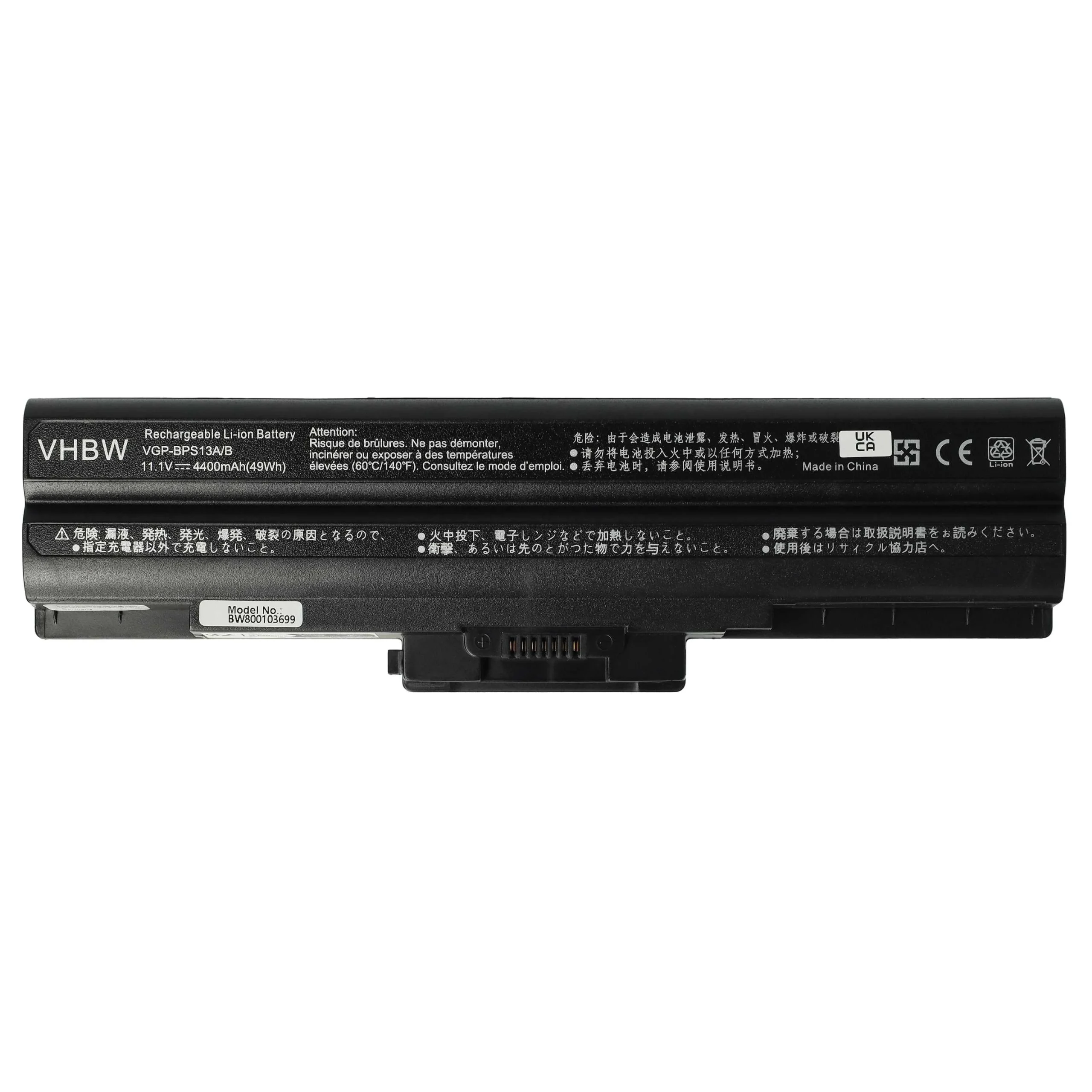 Batterie remplace Sony VGP-BPL21, VGP-BPL13 pour ordinateur portable Sony- 4400mAh 11,1V Li-ion, noir