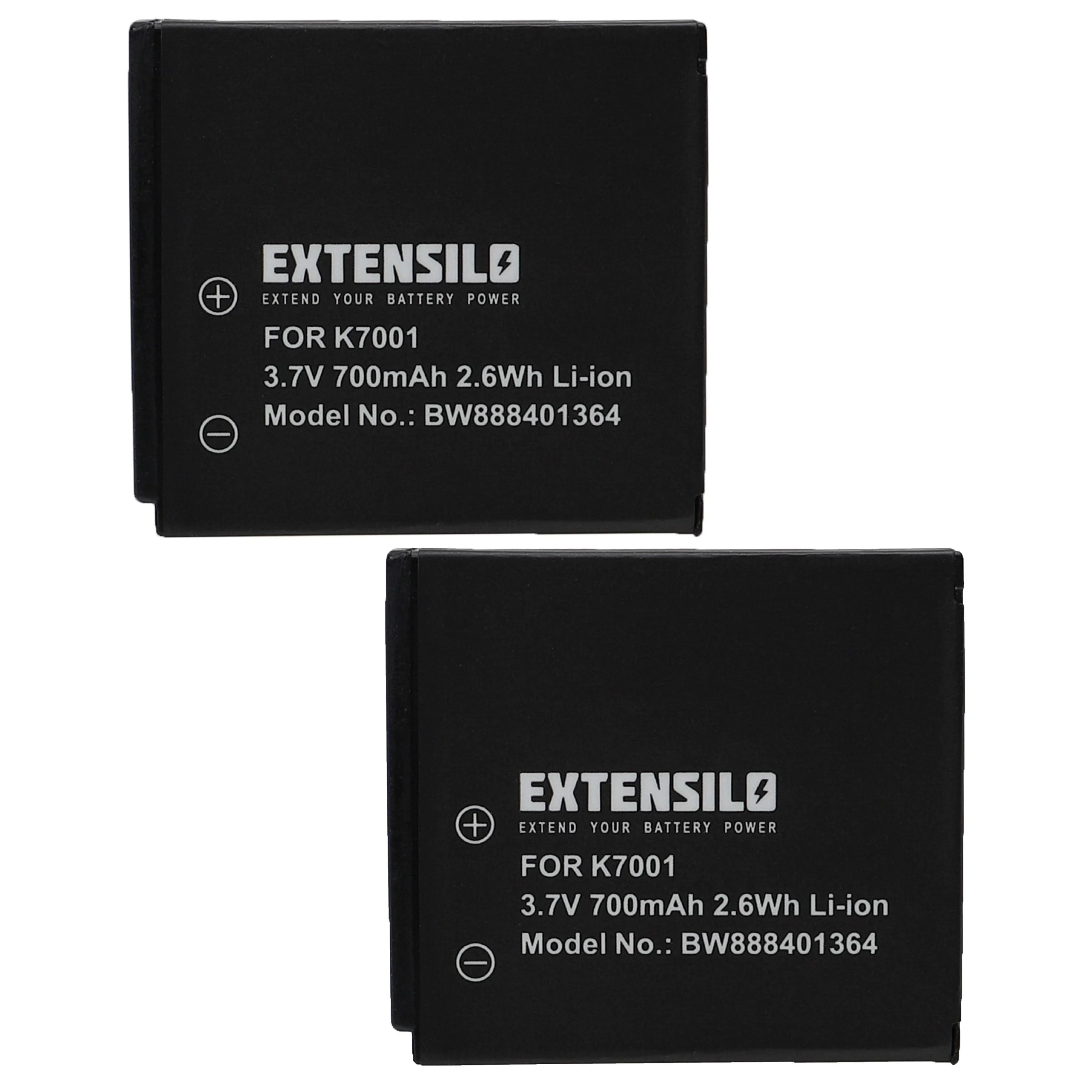 2x Batteries remplace Kodak Klic 7001 pour appareil photo Kodak- 700mAh 3,7V Li-ion