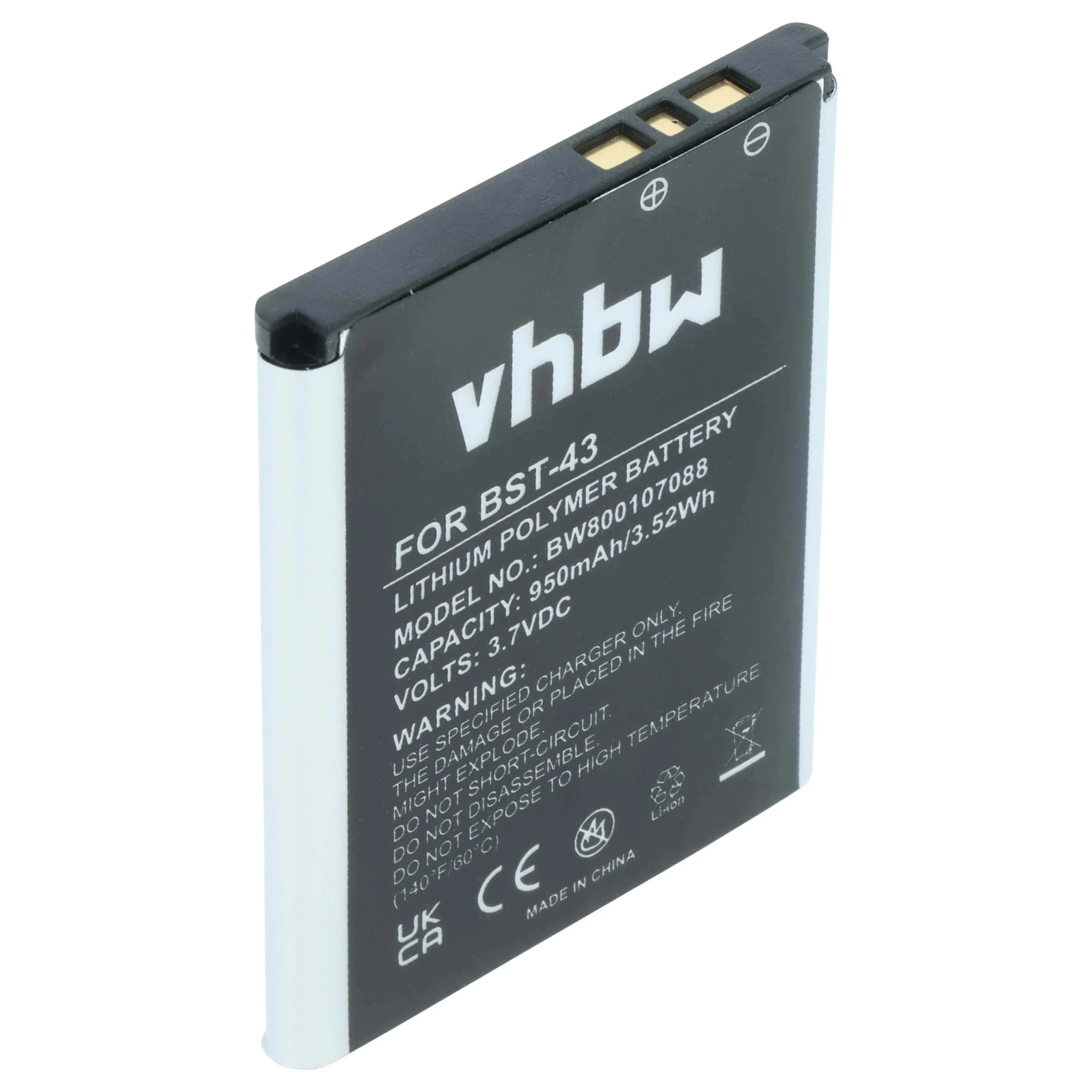 Batterie remplace Sony-Ericsson BST-43 téléphone portable Sony-Ericsson - 950mAh 3,7V Li-ion