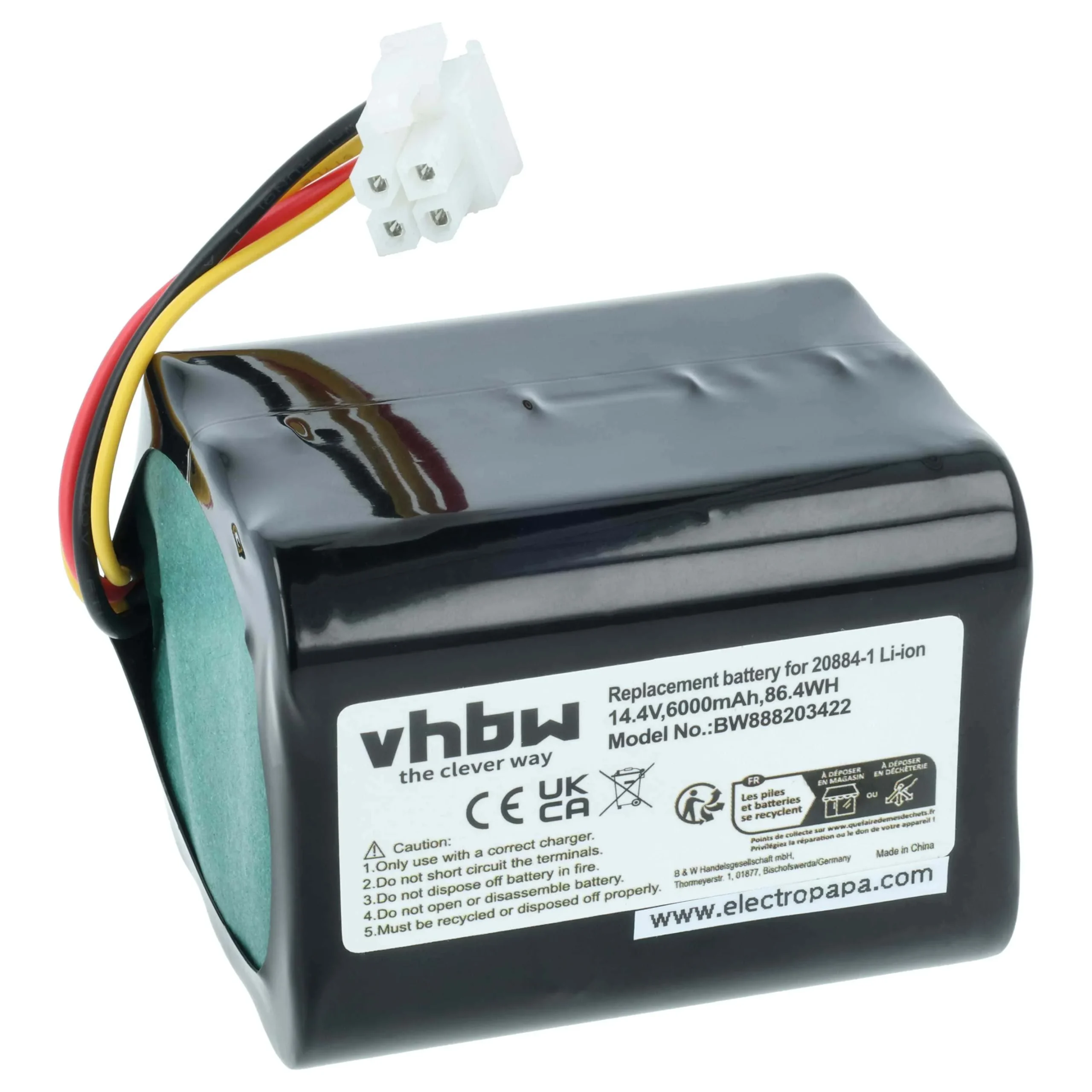 Batterie remplace Vorwerk 20884-1 pour robot aspirateur Vorwerk - 6000mAh 14,4V Li-ion