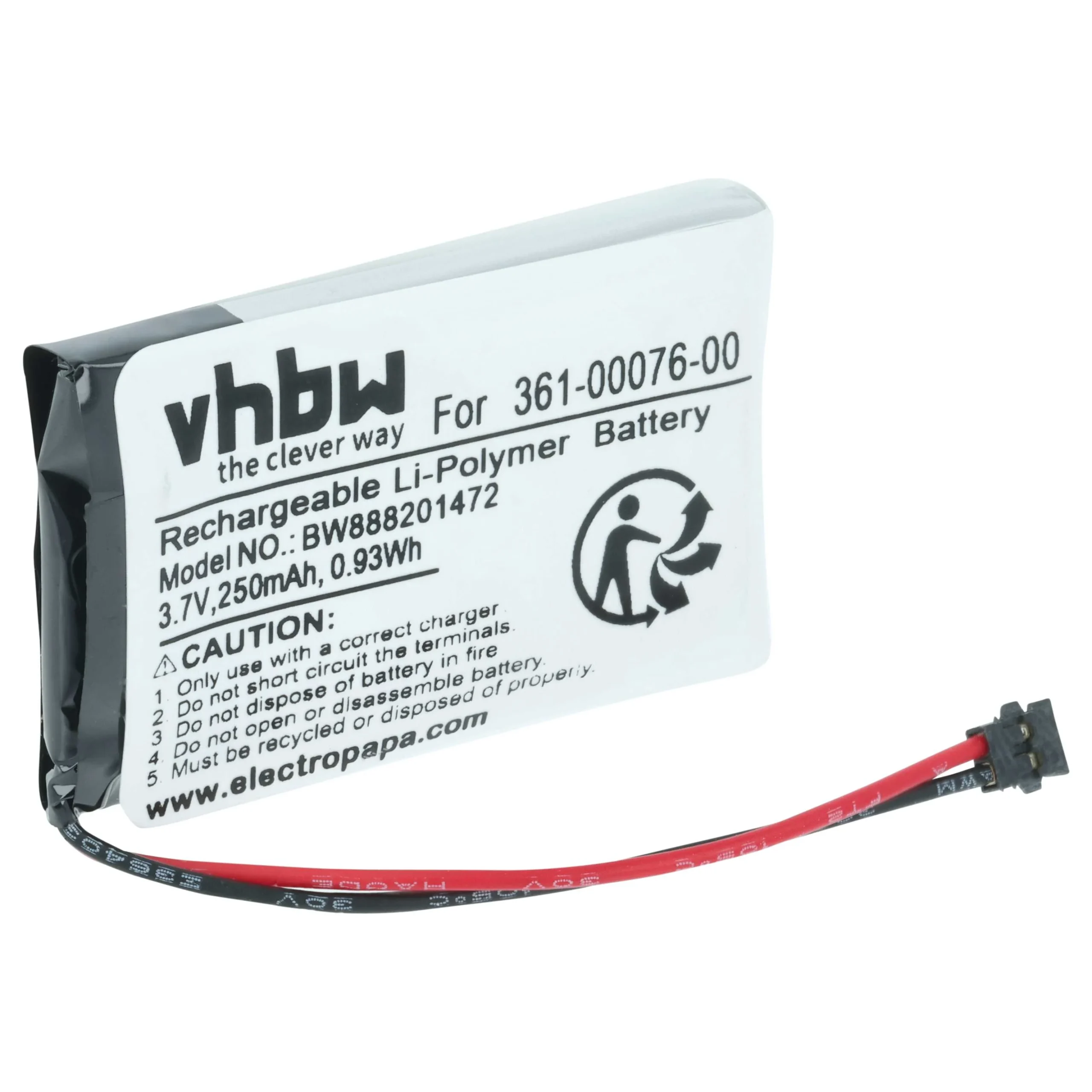 Batterie remplace Garmin 361-00076-00 montre connectée - 250mAh 3,7V Li-polymère