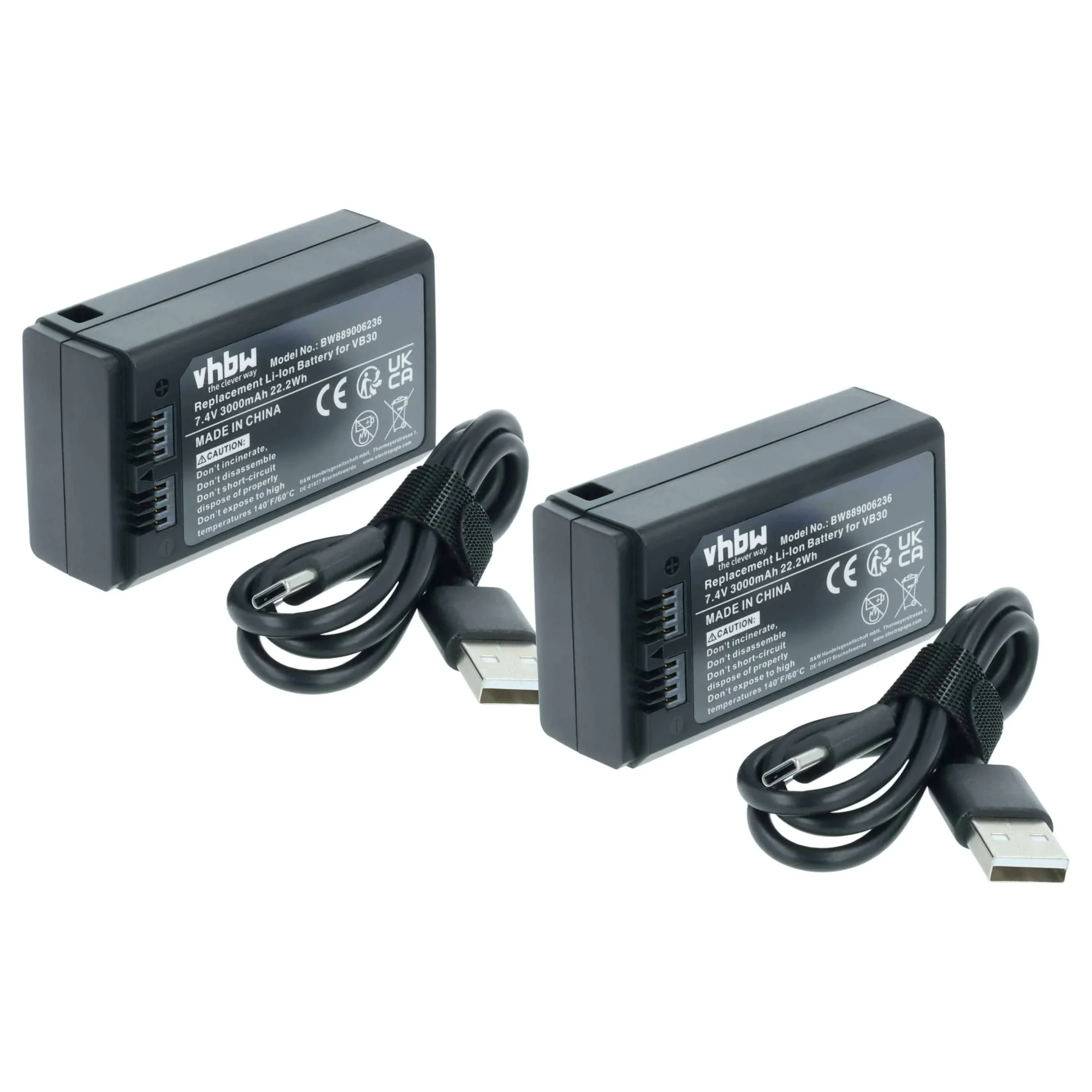 2 Batteries remplace Godox VB30 pour flash photo Godox - 3000mAh 7,4V Li-ion