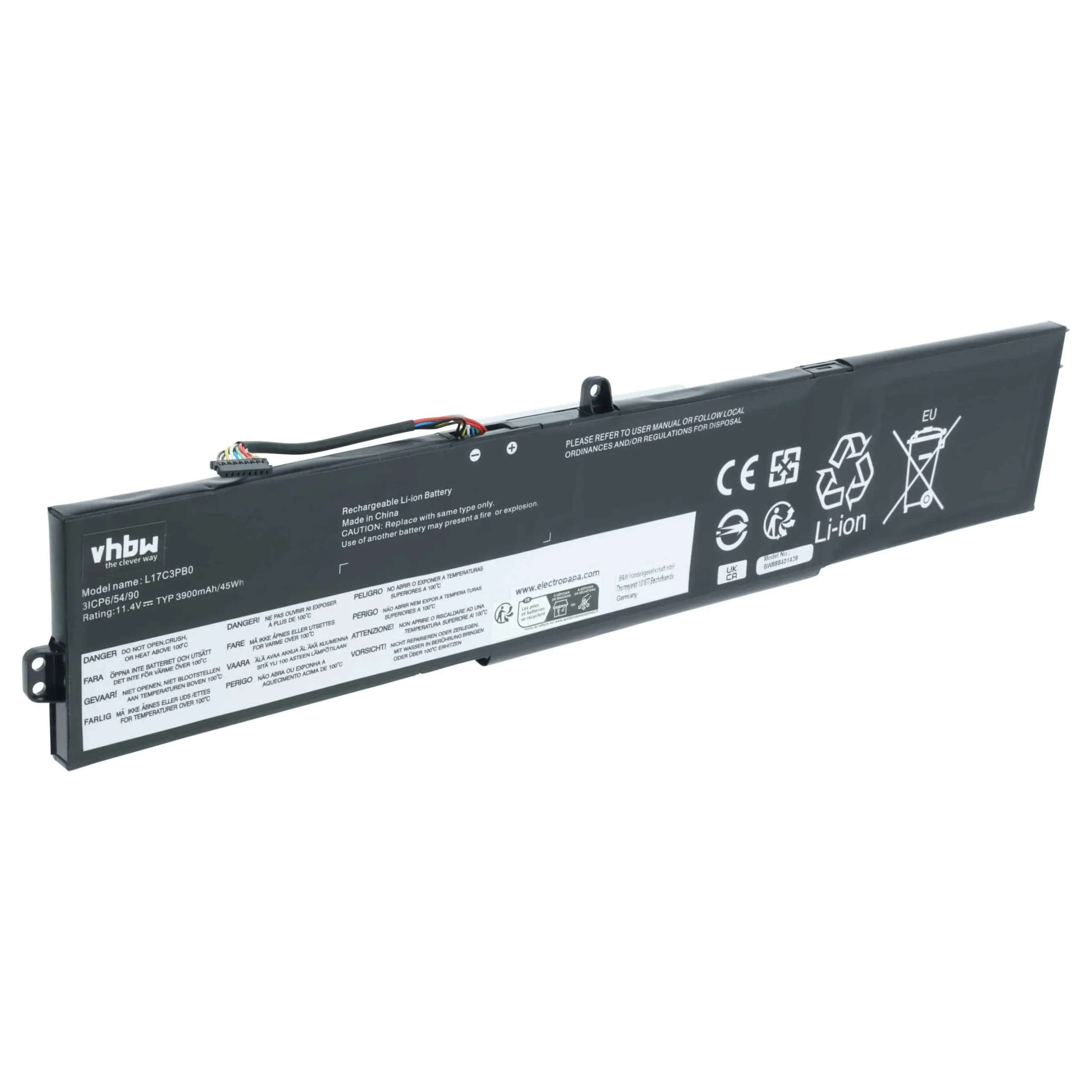 Batterie remplace Lenovo 5B10Q71252, 5B10Q71251 pour ordinateur portable Lenovo- 3900mAh 11,34V Li-polymère