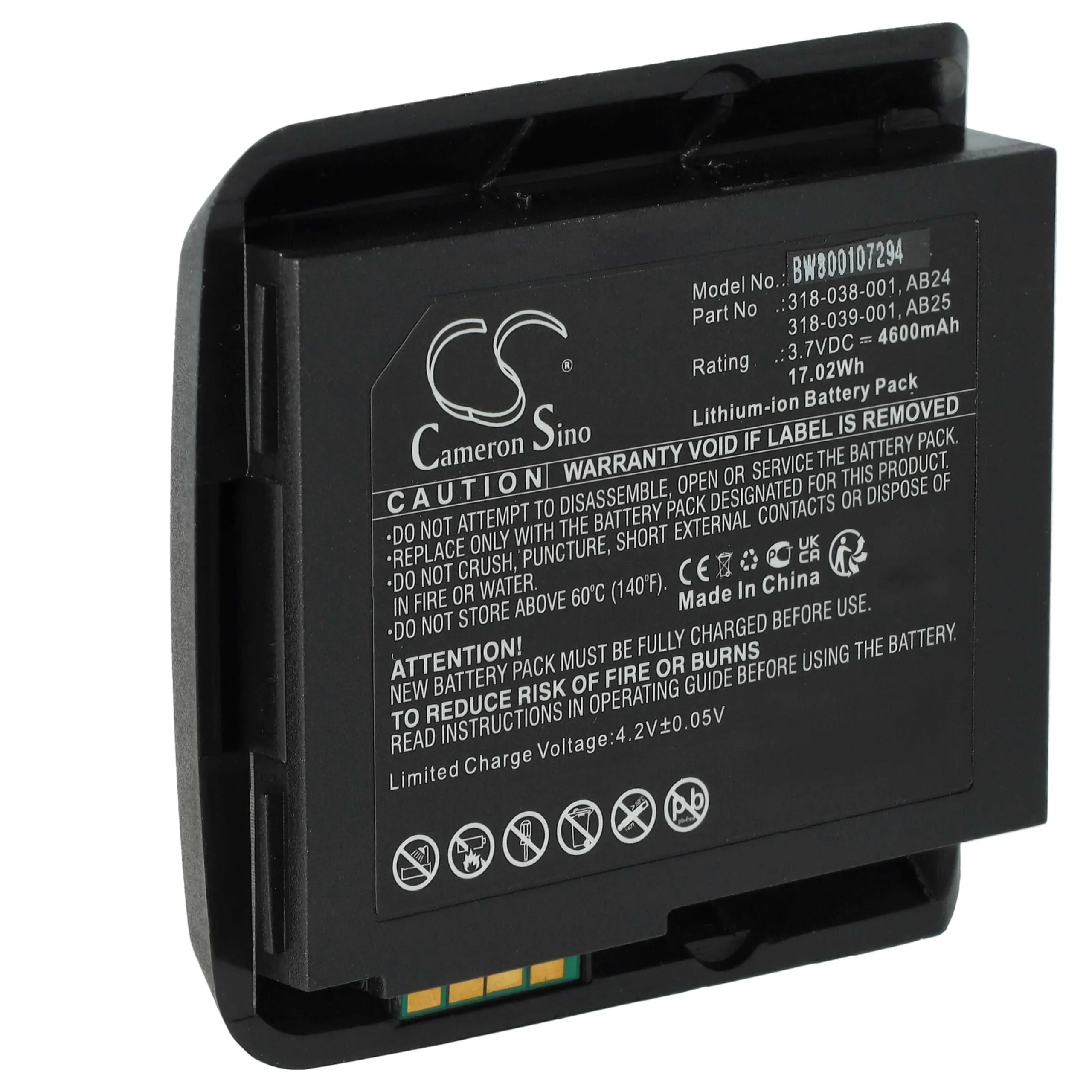 Batterie remplace Intermec 1015AB02, 318-038-001 pour scanner de code-barre Intermec - 4600mAh 3,7V