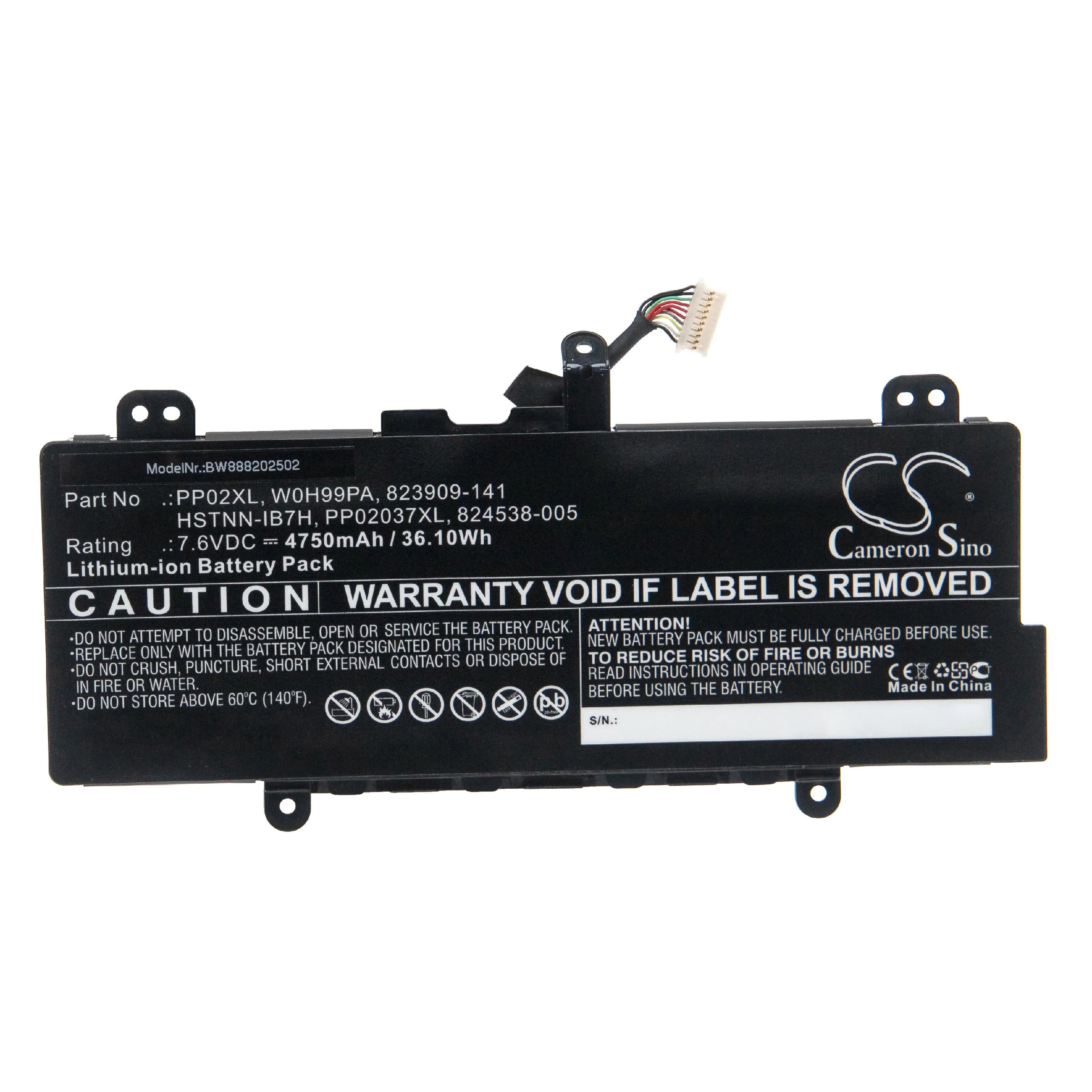 Batterie remplace HP 823909-141, 824538-005, 824538-850 pour ordinateur portable HP- 4750mAh 7,6V Li-ion