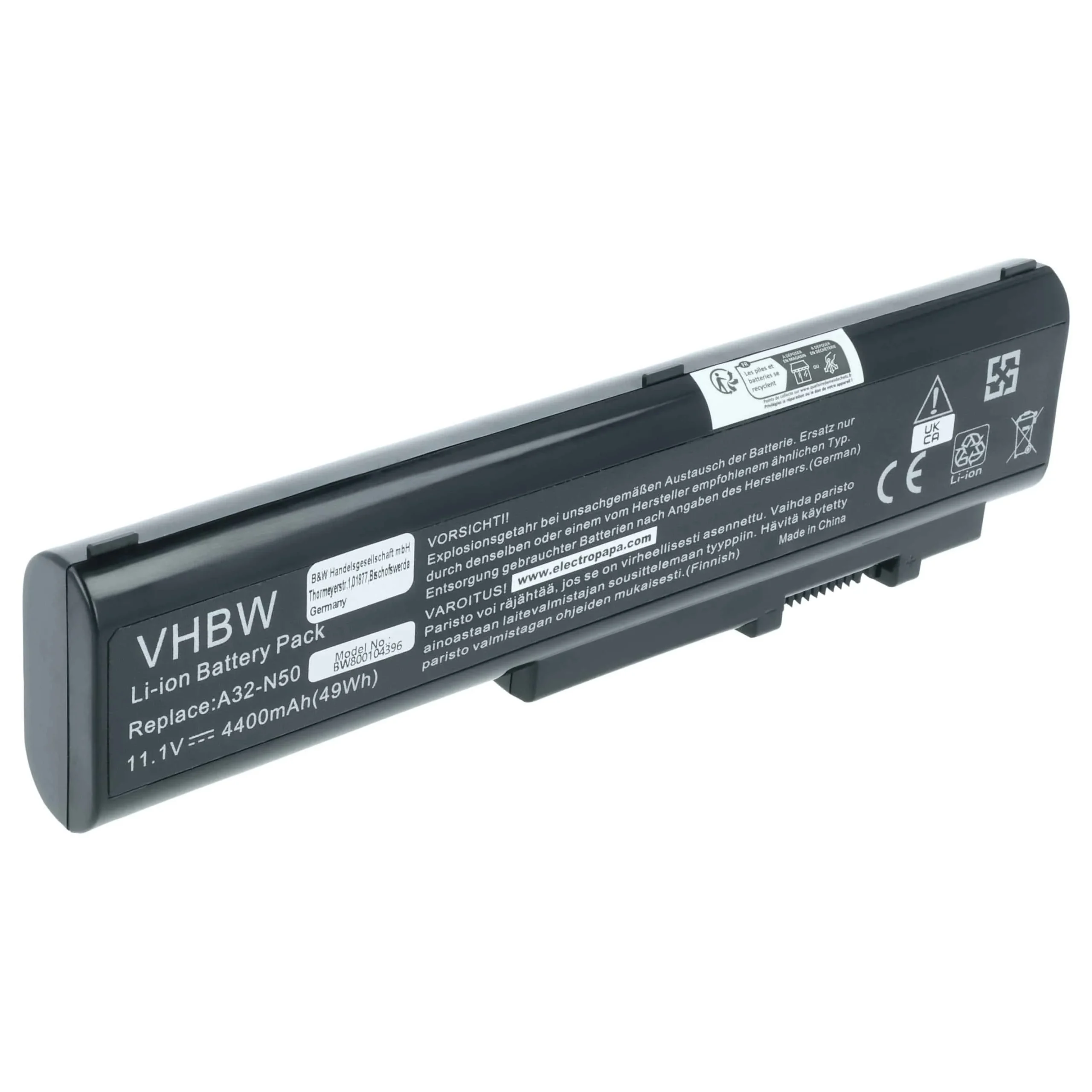 Batterie remplace Asus 90-NQY1B2000Y, 90-NQY1B1000Y pour ordinateur portable Asus- 4400mAh 11,1V Li-ion, noir