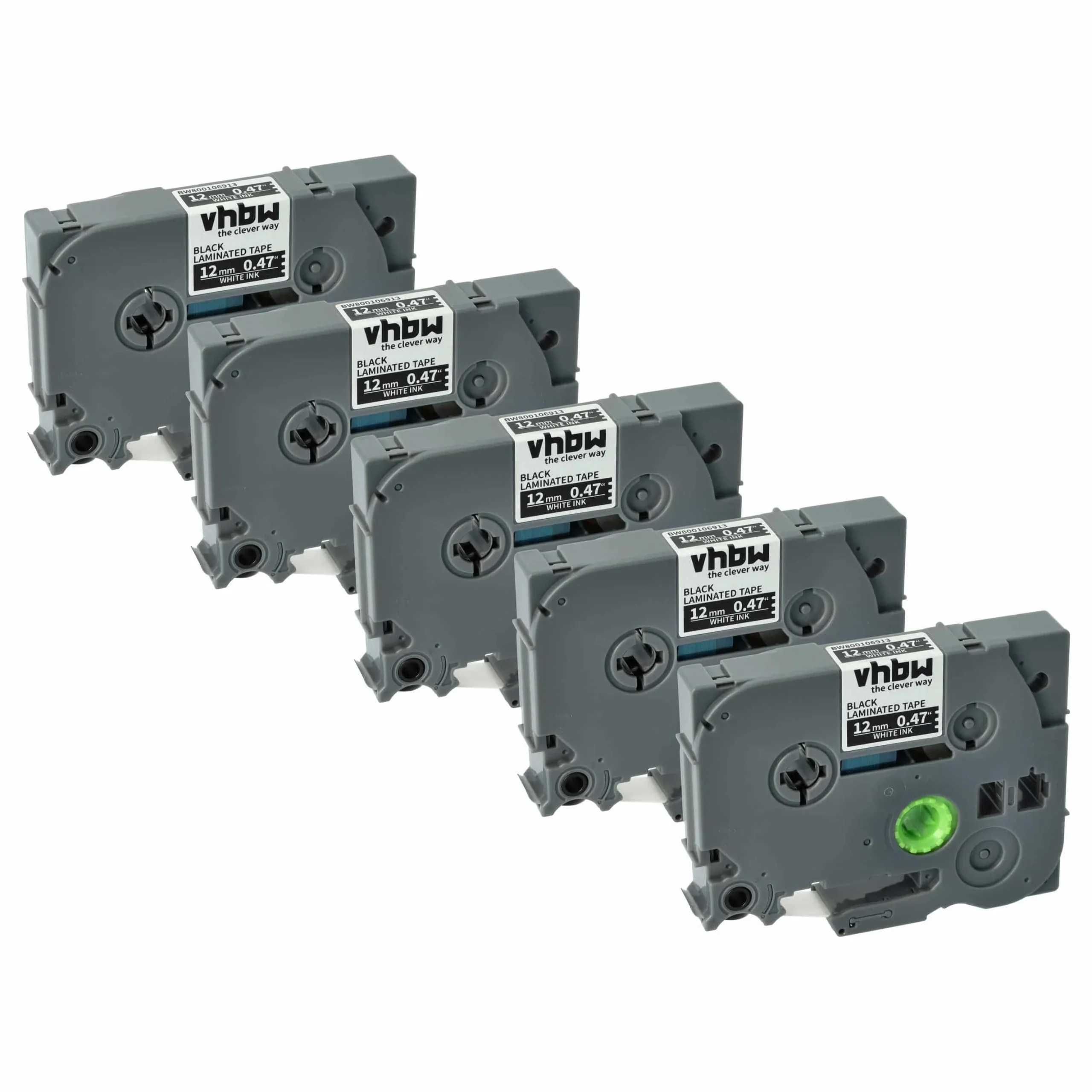 5x Cassettes à ruban remplacent Brother TZE-335, TZ-335 - 12mm lettrage Blanc ruban Noir, plastique