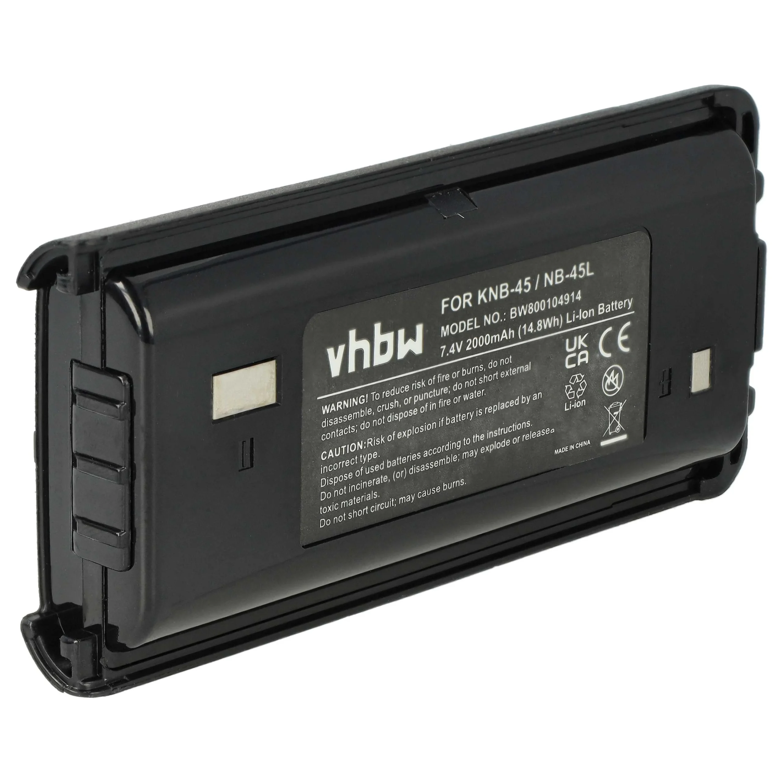 Batterie remplace Kenwood KNB-45, KNB-45L, KNB-45Li pour radio talkie-walkie Kenwood- 2000mAh 7,4V Li-ion