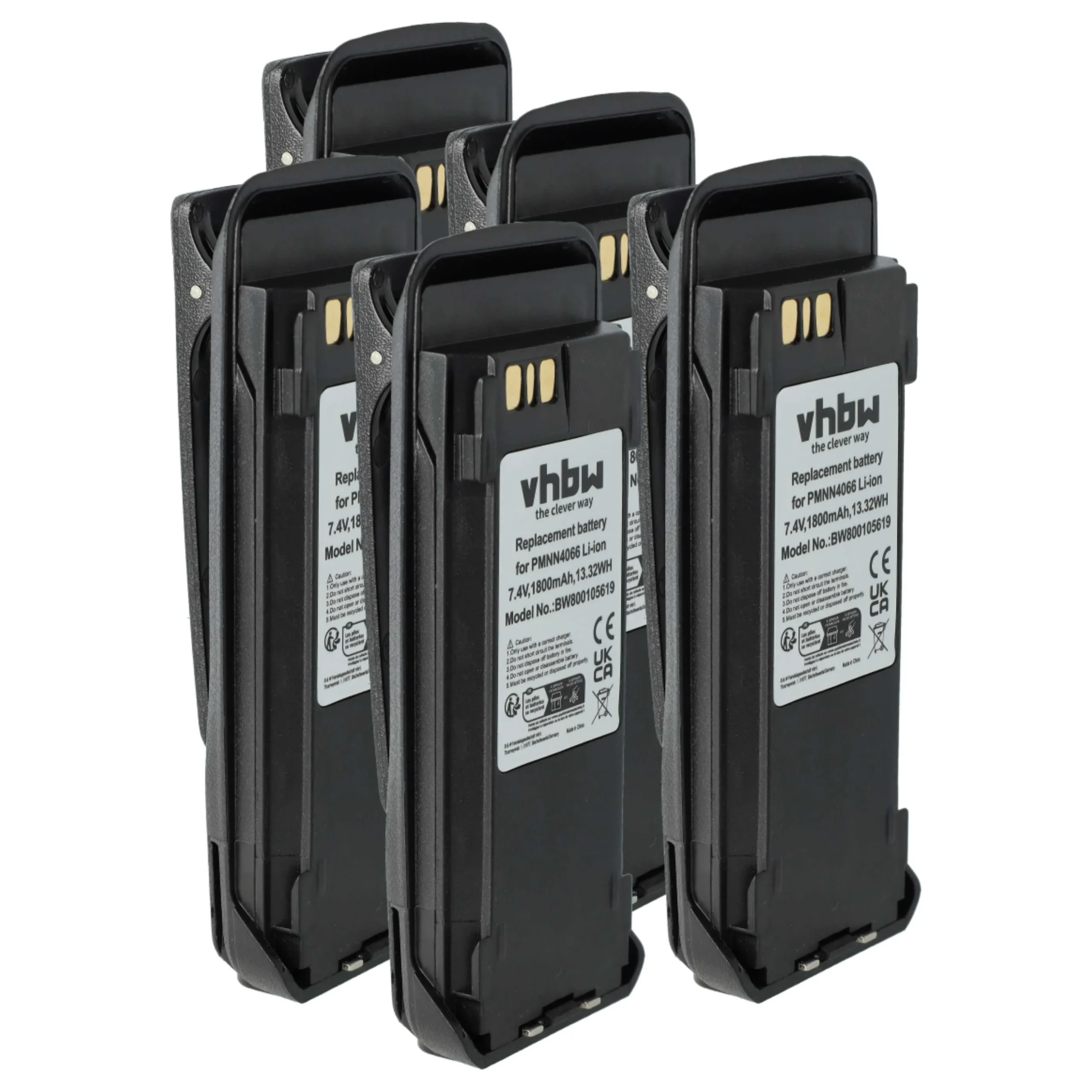5x Batteries remplace Motorola NNTN4066, NNTN4077 pour radio talkie-walkie Motorola- 1800mAh 7,4V Li-ion