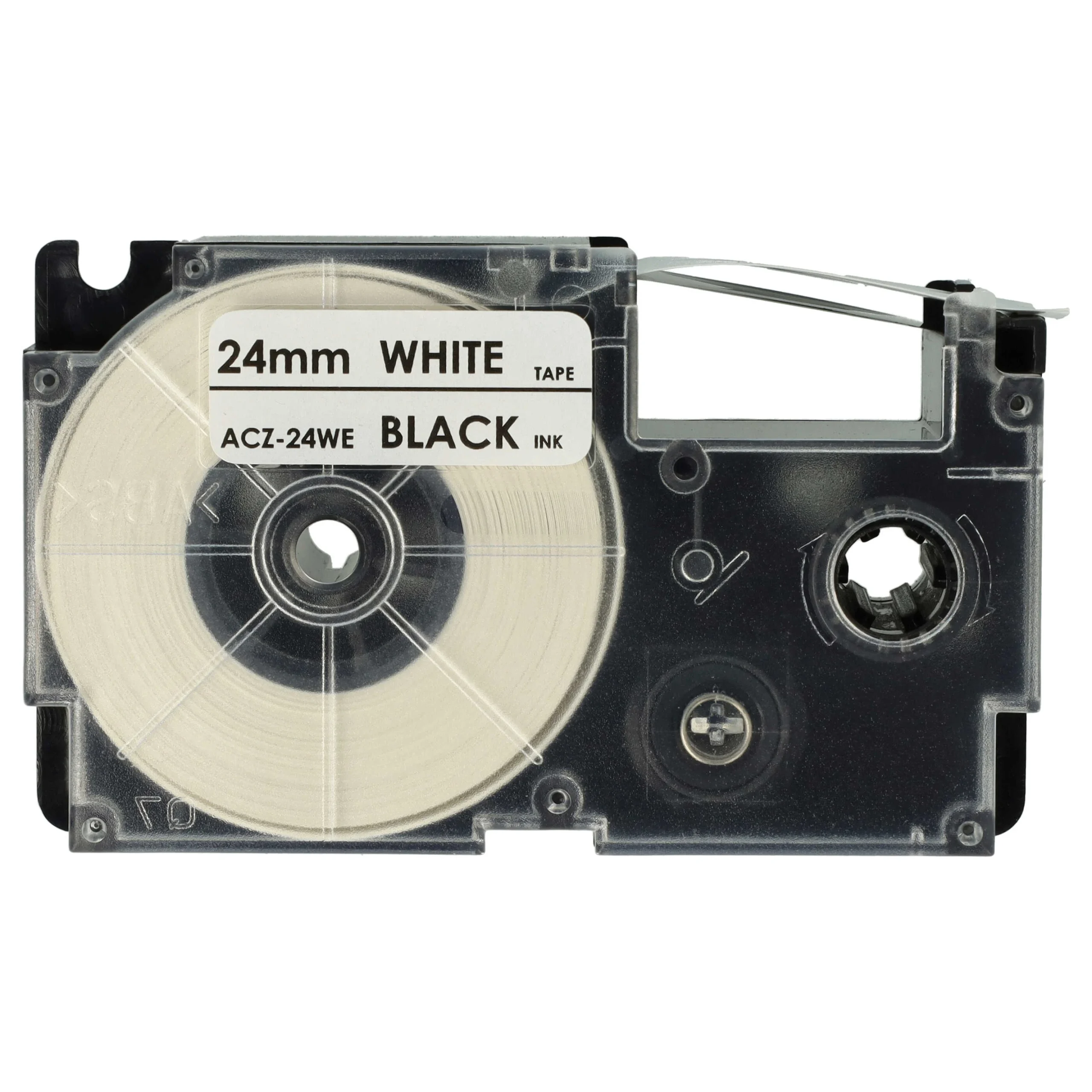 Cassette à ruban remplace Casio XR-24WE, XR-24WE1 - 24mm lettrage Noir ruban Blanc, plastique