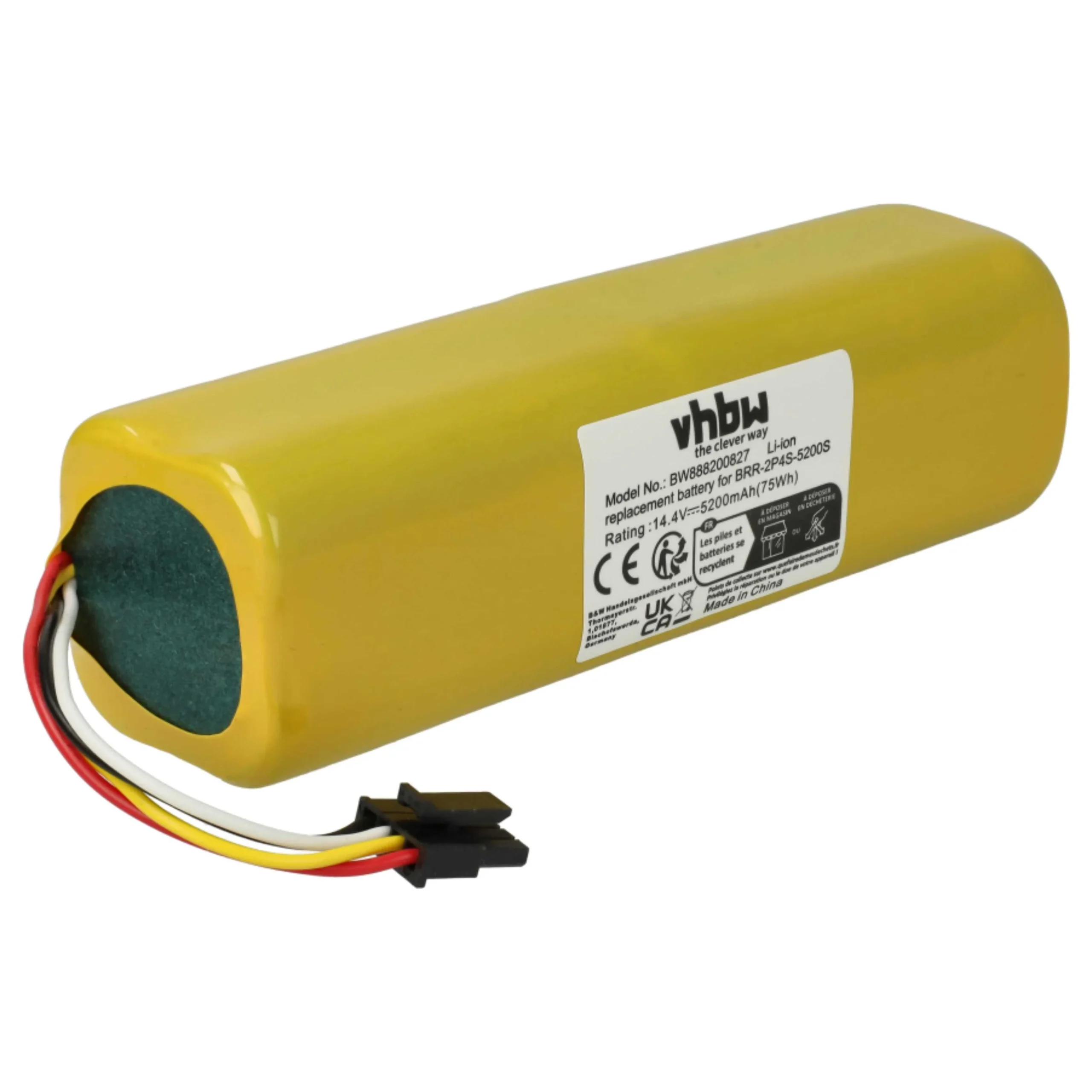 Batterie remplace Xiaomi BRR-2P4S-5200S, P2008-4S2P-MMBK pour robot aspirateur Dreame - 5200mAh 14,4V Li-ion