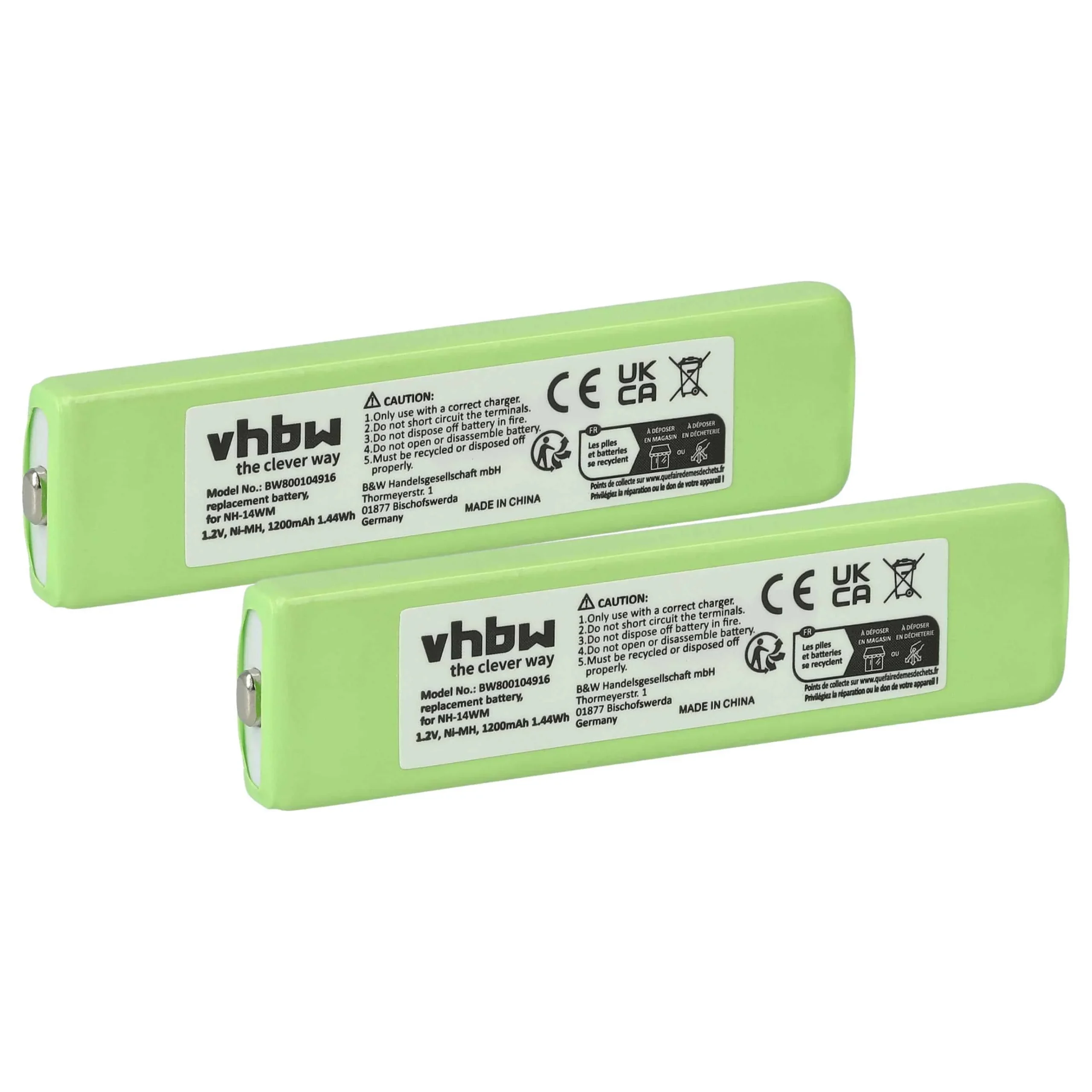 2x Batteries remplace Aiwa MHB-901 pour lecteur MP3 Philips - 1200mAh 1,2V NiMH