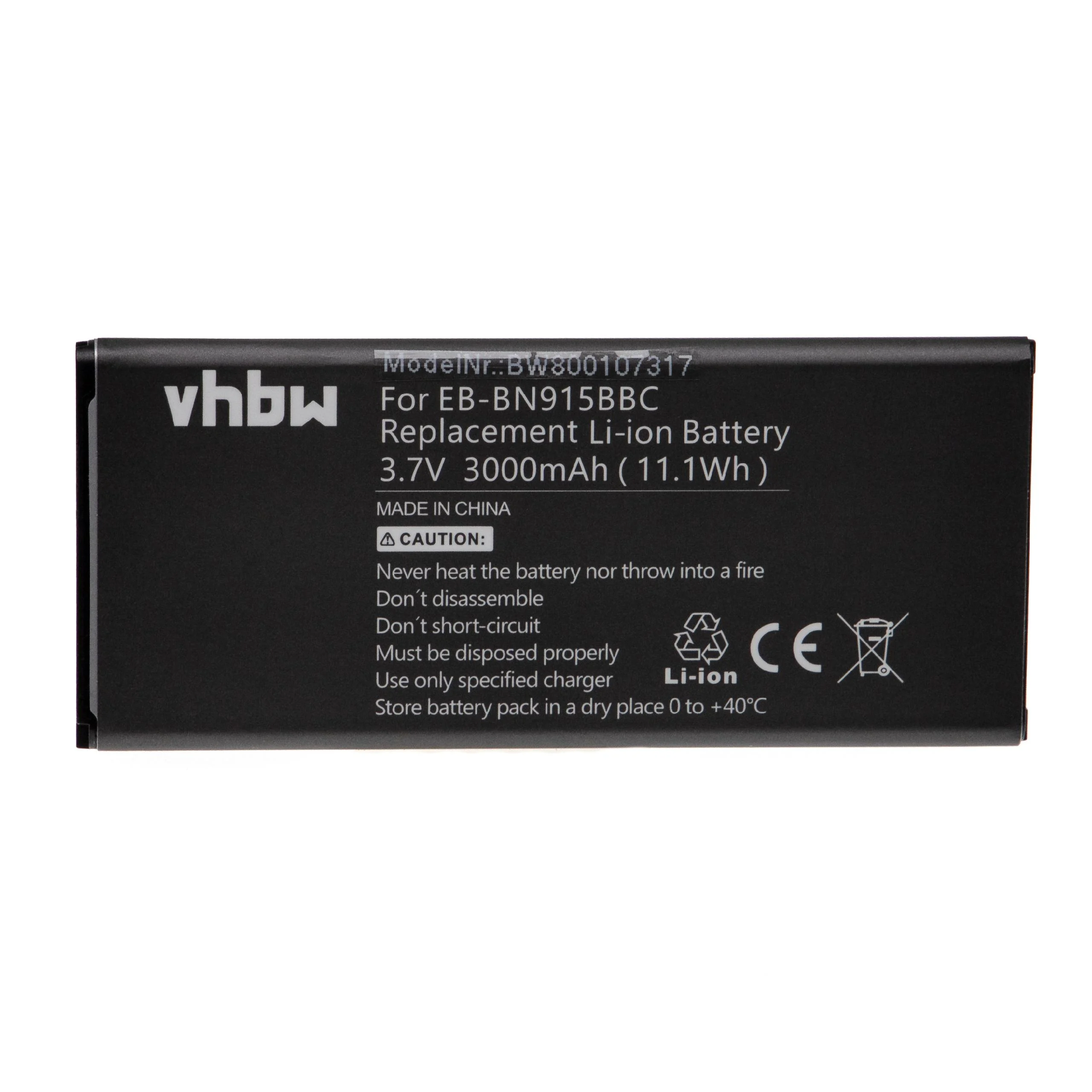 Batterie remplace Samsung EB-BN915BBE, EB-BN915BBC téléphone portable Samsung - 3000mAh 3,8V Li-ion