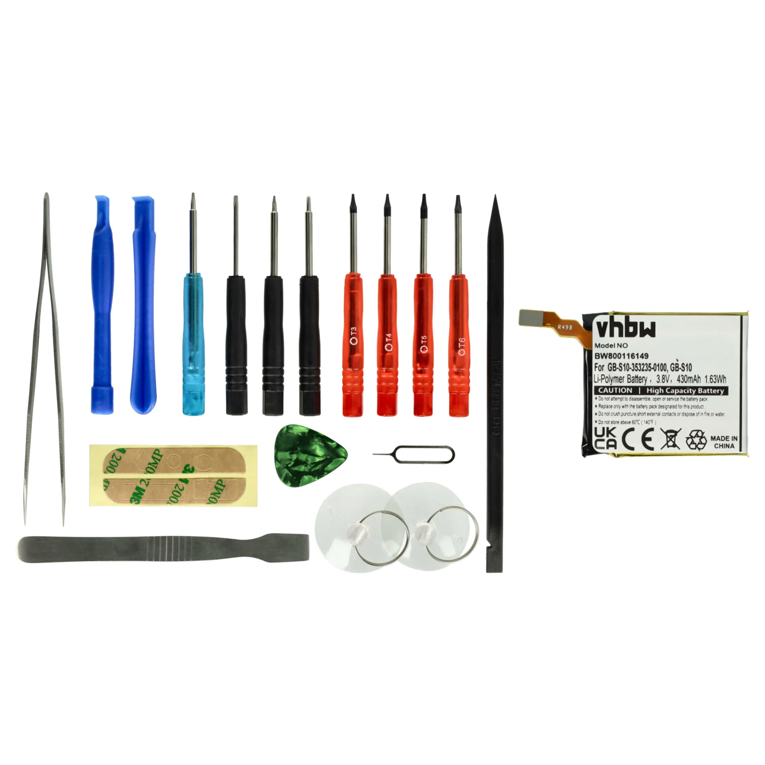 Batterie remplace Sony GB-S10, 1288-9079, 1588-0911 montre connectée - 430mAh 3,7V Li-polymère + outils