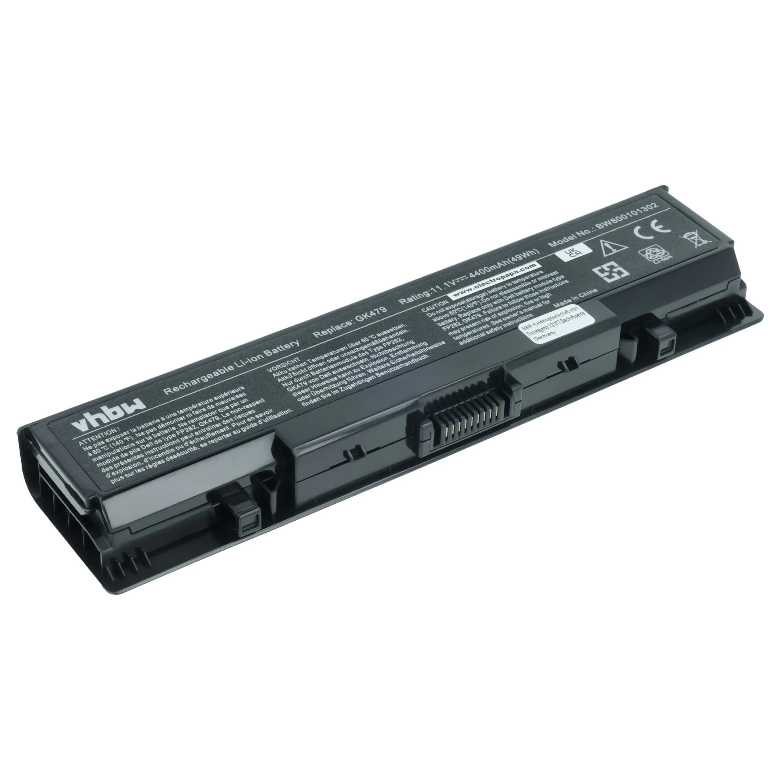 Batterie remplace Dell 312-0513, 312-0518, 312-0504 pour ordinateur portable Dell- 4400mAh 11,1V Li-ion, noir