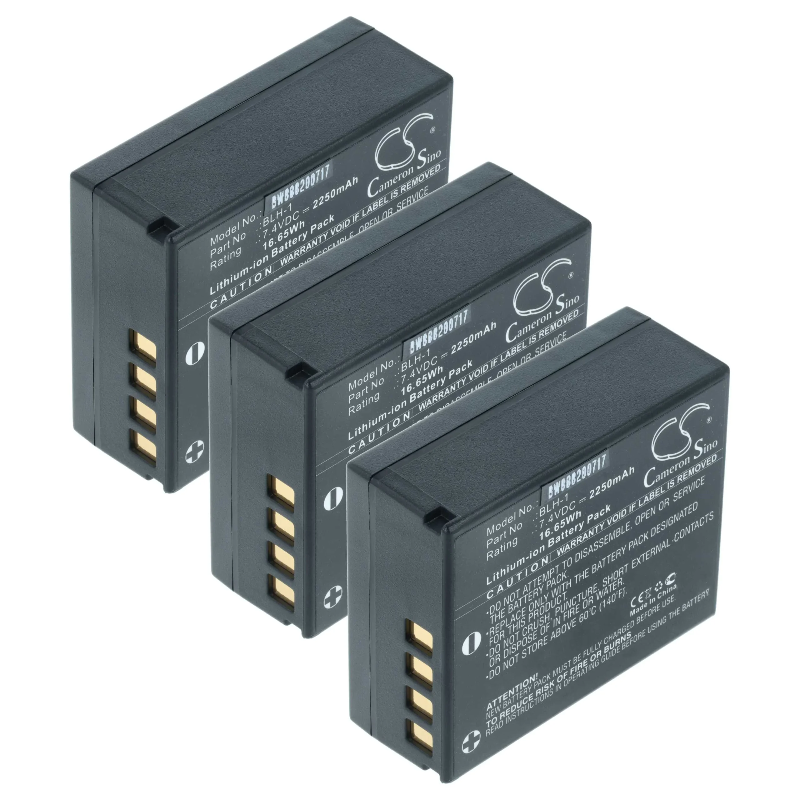3x Batteries remplace Olympus BLH-1 pour appareil photo Olympus- 2250mAh 7,4V Li-ion