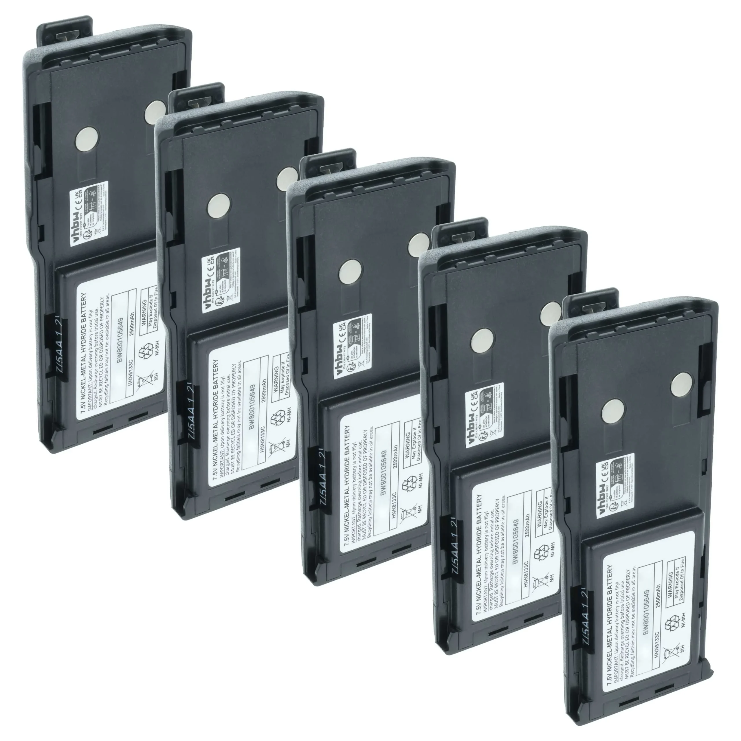 5x Batteries remplace Motorola HNN8133C, HNN8308A pour radio talkie-walkie Motorola- 2500mAh 7,5V NiMH