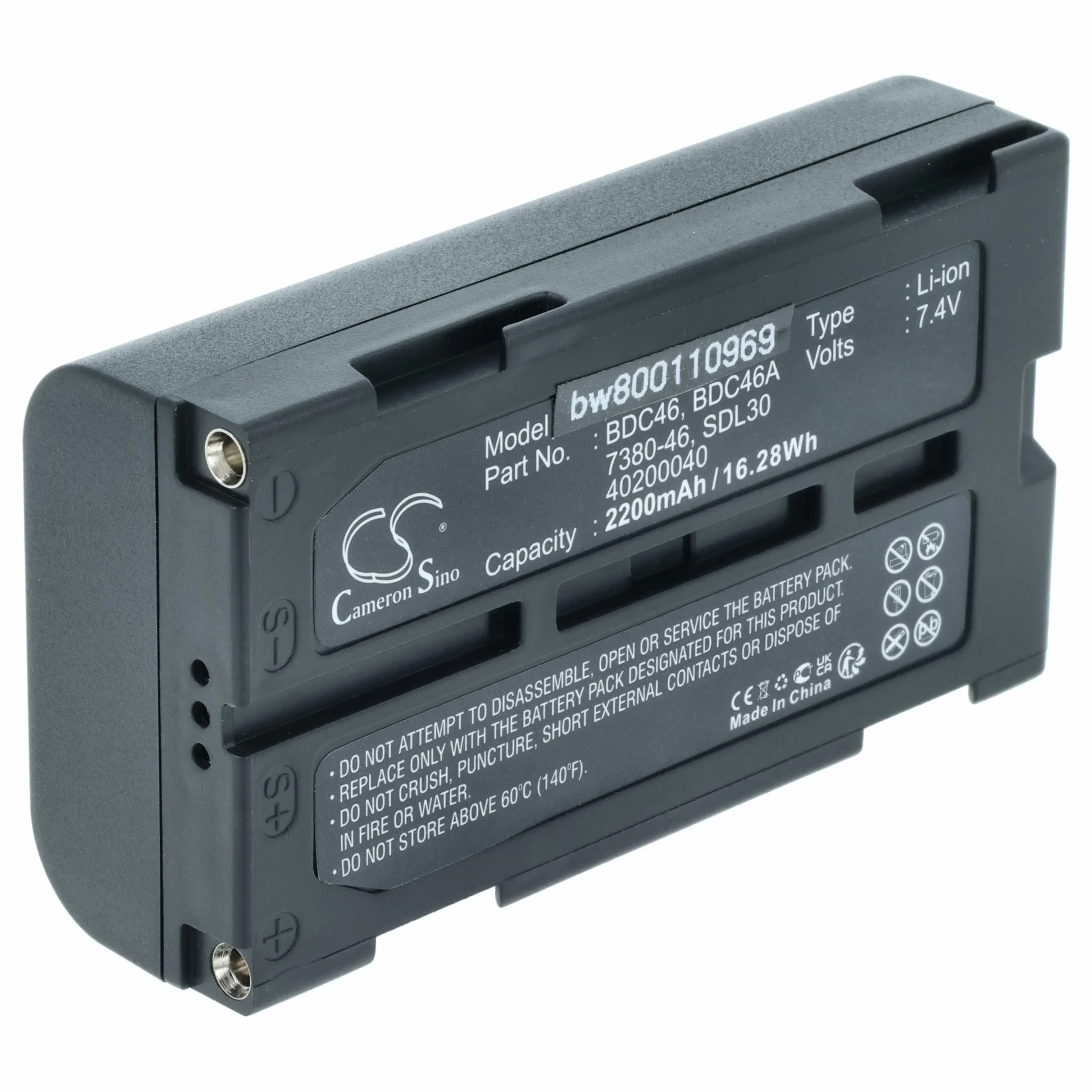 Batterie remplace Sokkia BDC-46, 40200040, 7380-46, BDC46A, BDC46 outil de mesure Pentax - 2200mAh 7,4V Li-ion