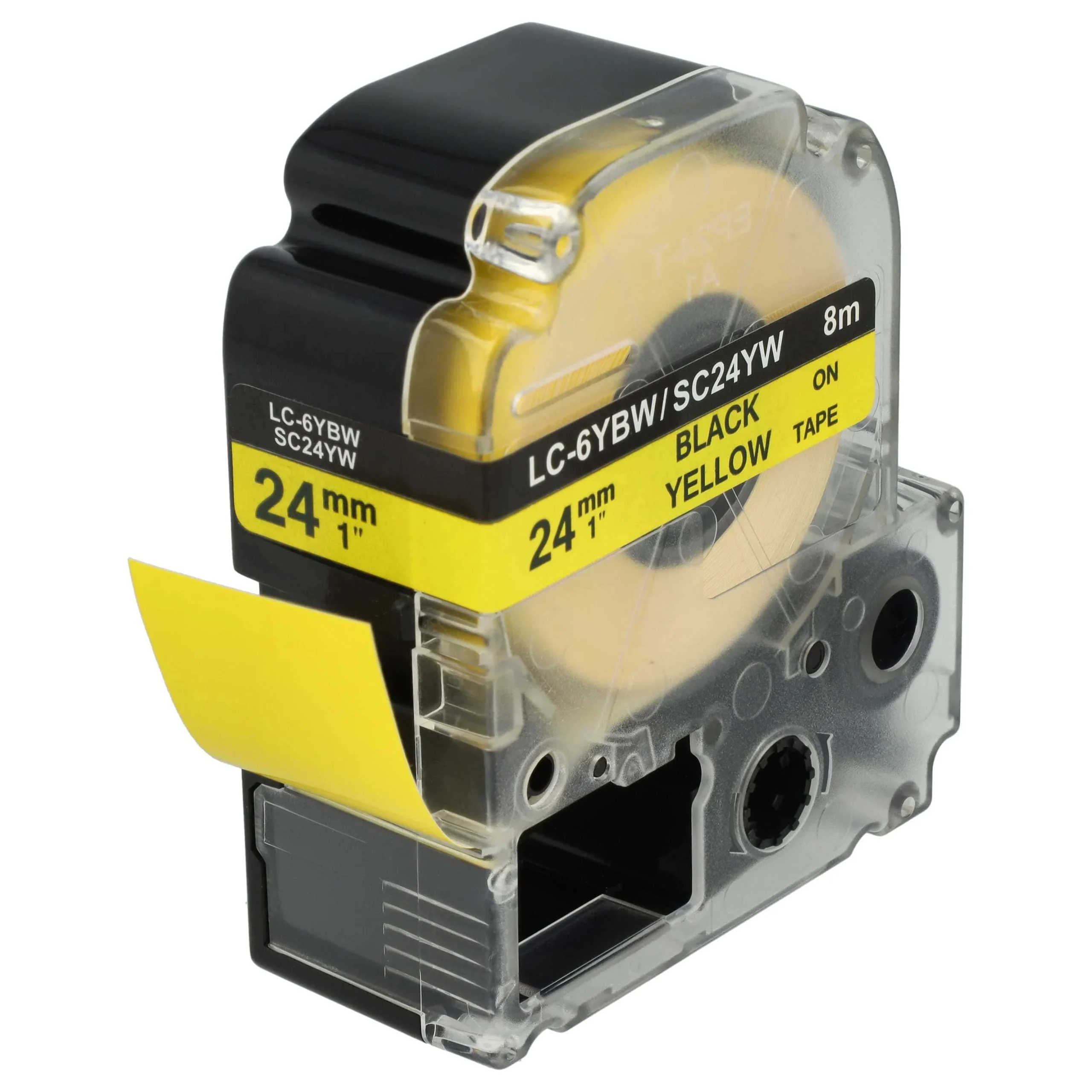 Cassette à ruban remplace Epson LC-6WBW - 24mm lettrage Noir ruban Jaune, plastique