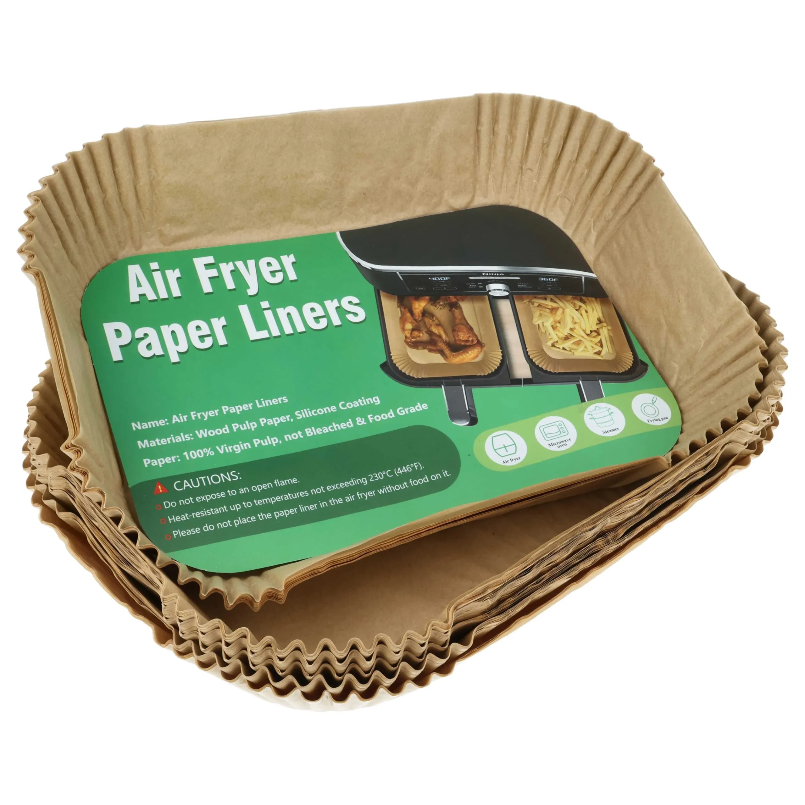 100x Feuille de cuisson pour friteuse à air chaud Ninja Double Stack - 24,9 x 20,6 x 6,3 cm