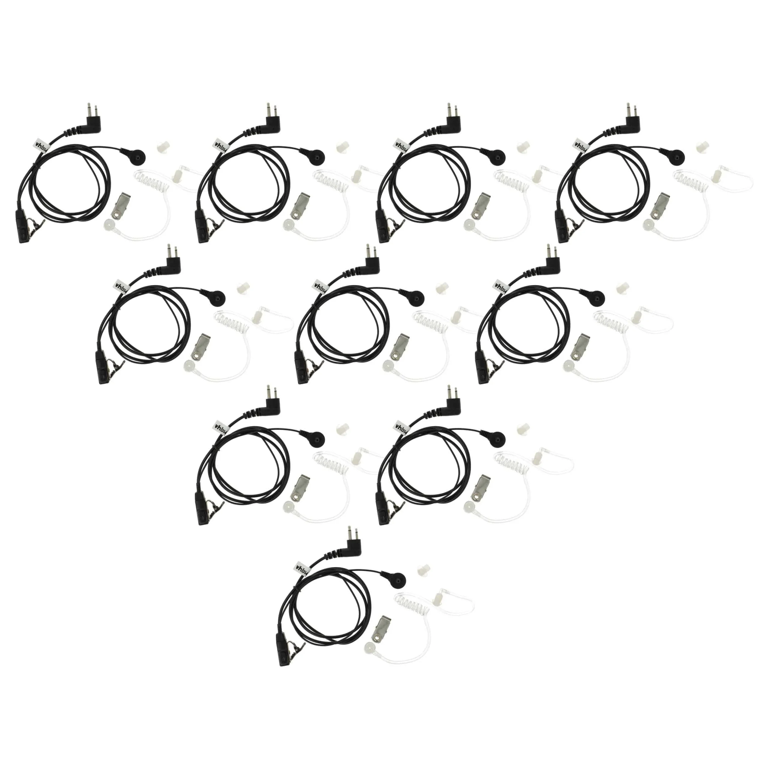 10x Oreillette de talkie-walkie pour Motorola GP300 et autres - Avec touche de réponse + support clip, noir