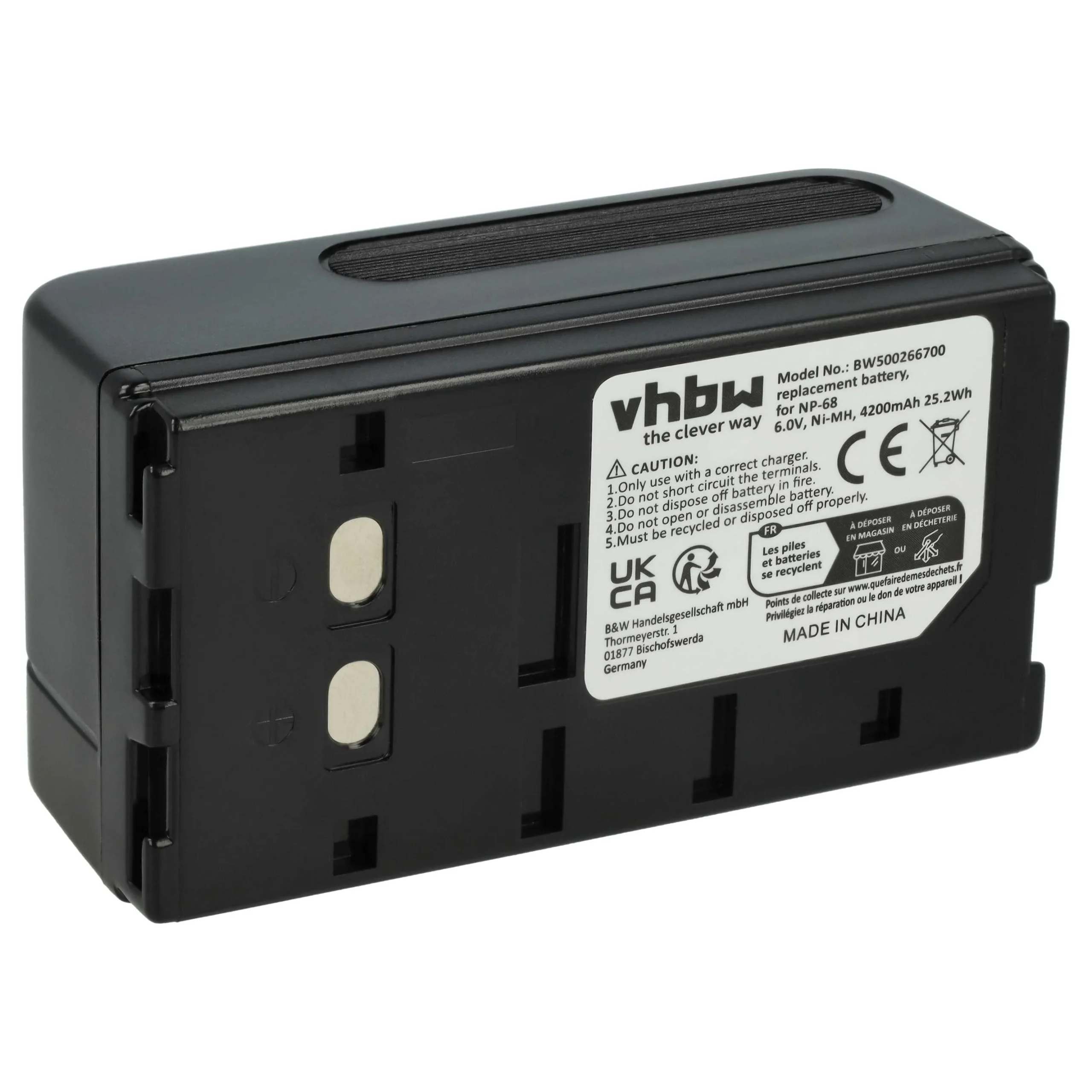 Batterie remplace JVC BN-V65U, BN-V22U, BN-V25U, BN-V50U pour appareil photo Sony- 4200mAh 6V NiMH