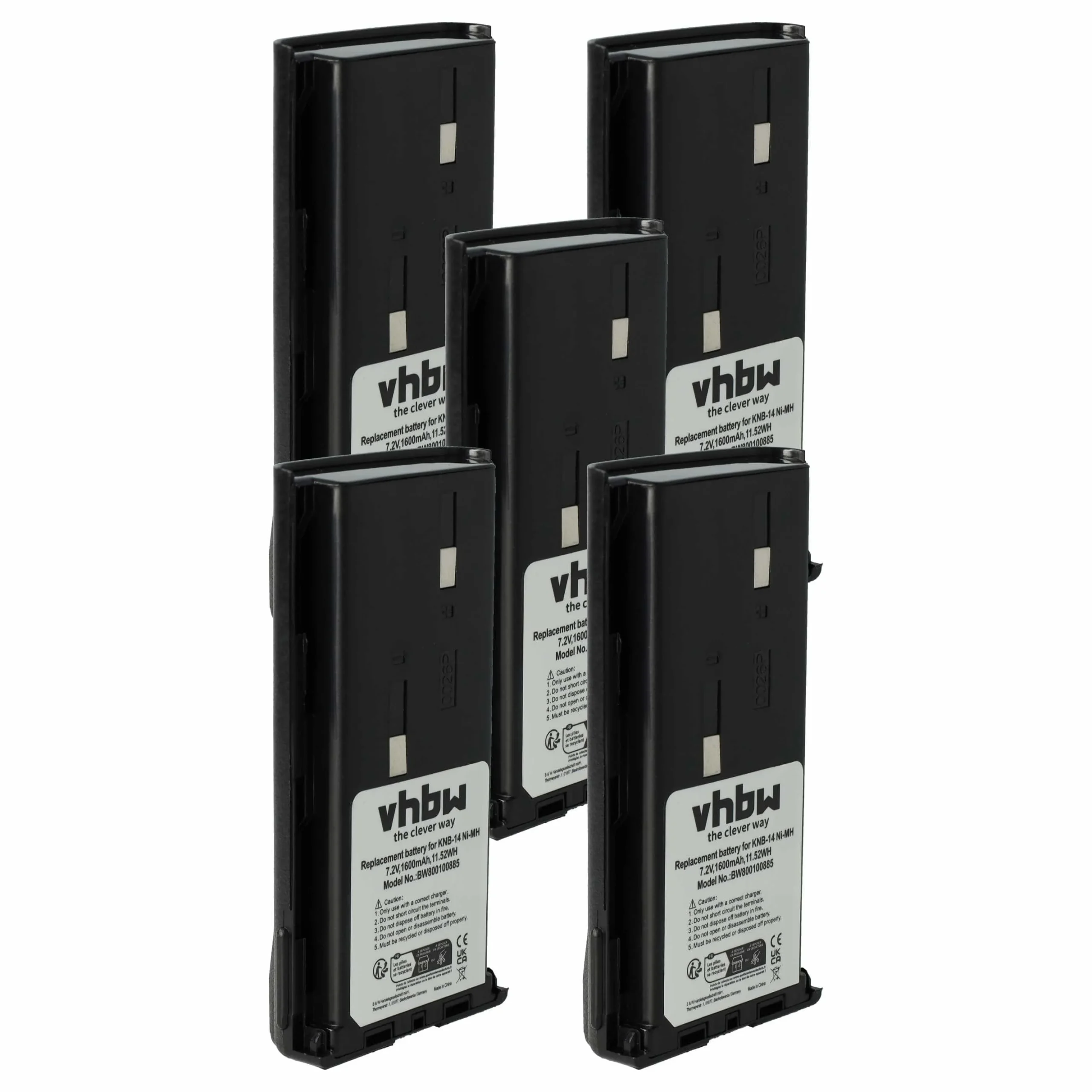 5x Batteries remplace Bidatong BD-15-L pour radio talkie-walkie Kenwood- 1600mAh 7,2V NiMH