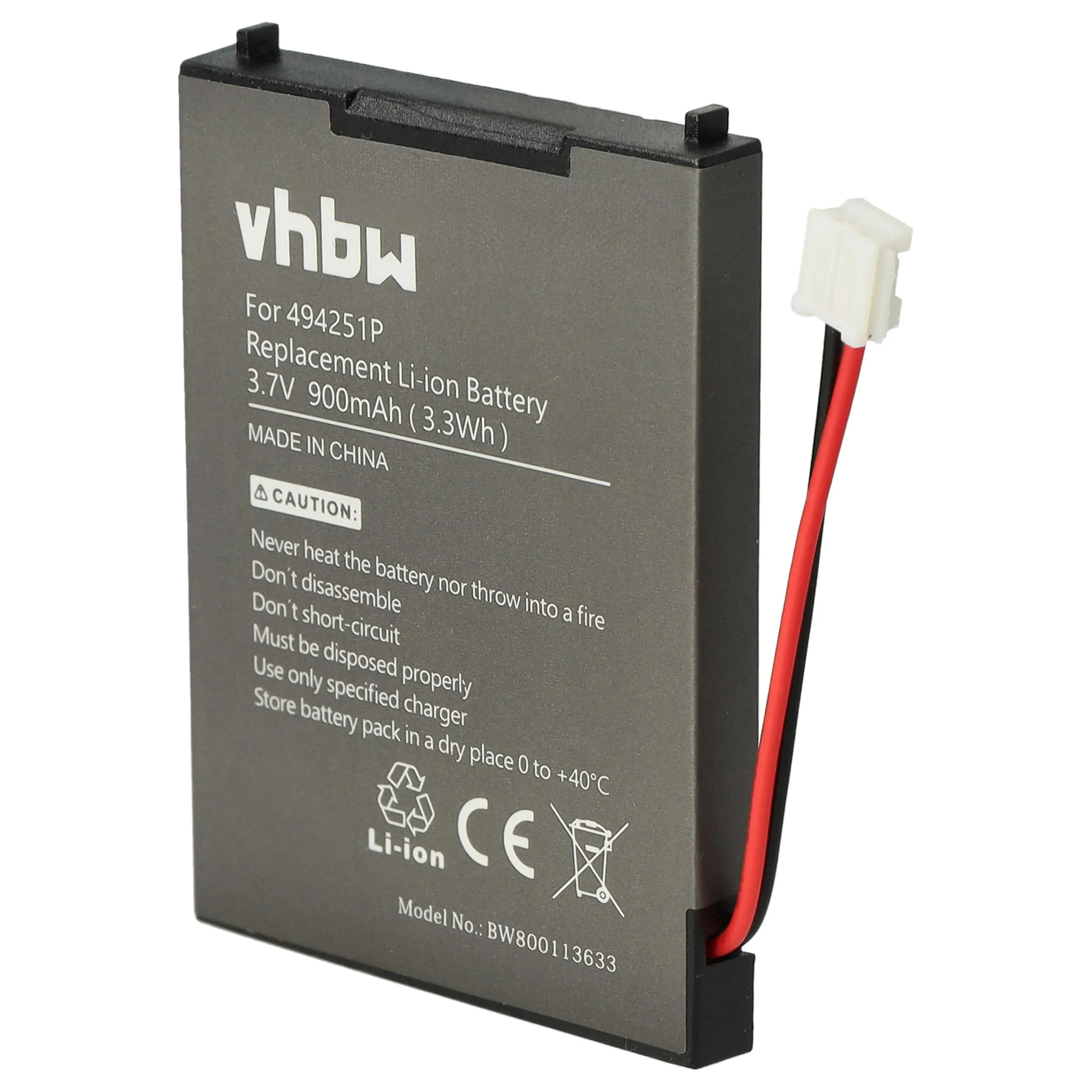 Batterie remplace Audioline 494521P, 494251P, BPCK1500LI pour moniteur bébé Oricom - 900mAh 3,7V Li-ion
