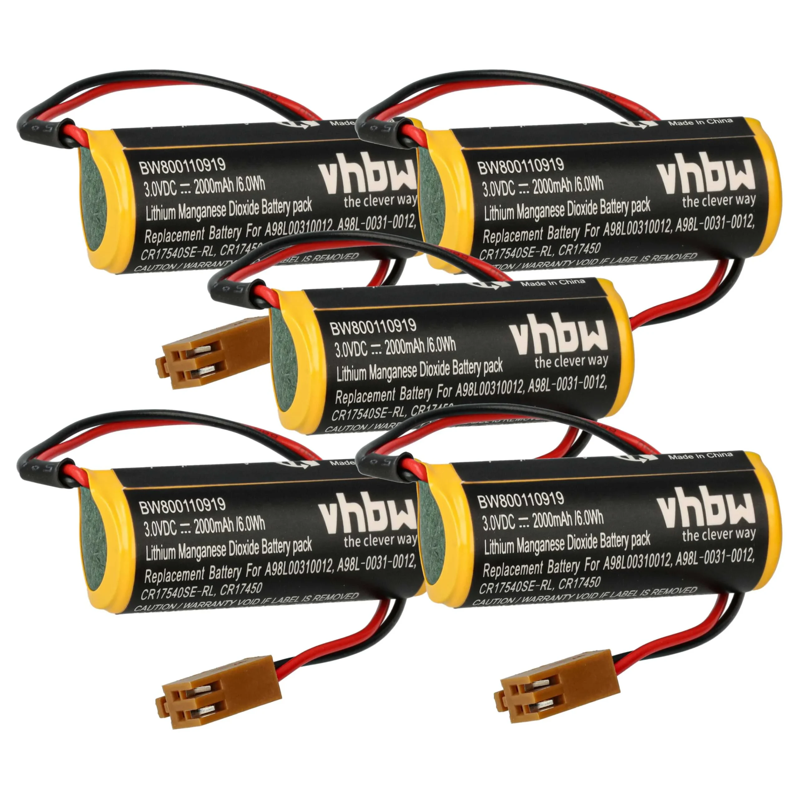 5x Piles remplace FDK CR8-LHC pour unité de contrôle - 2000mAh 3V Li-MnO2