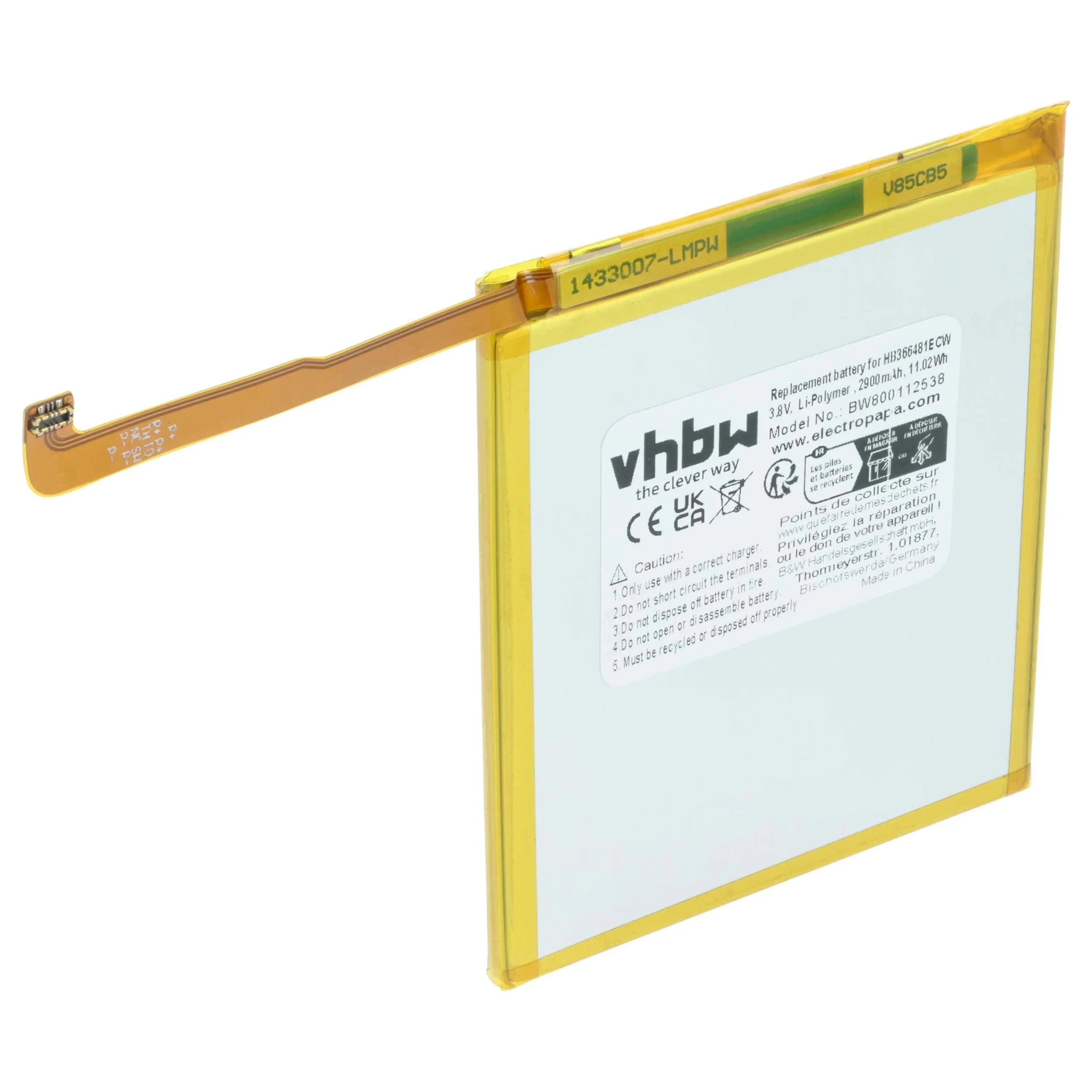 Batterie remplace Huawei HB366481ECW téléphone portable Huawei - 2900mAh 3,8V Li-polymère