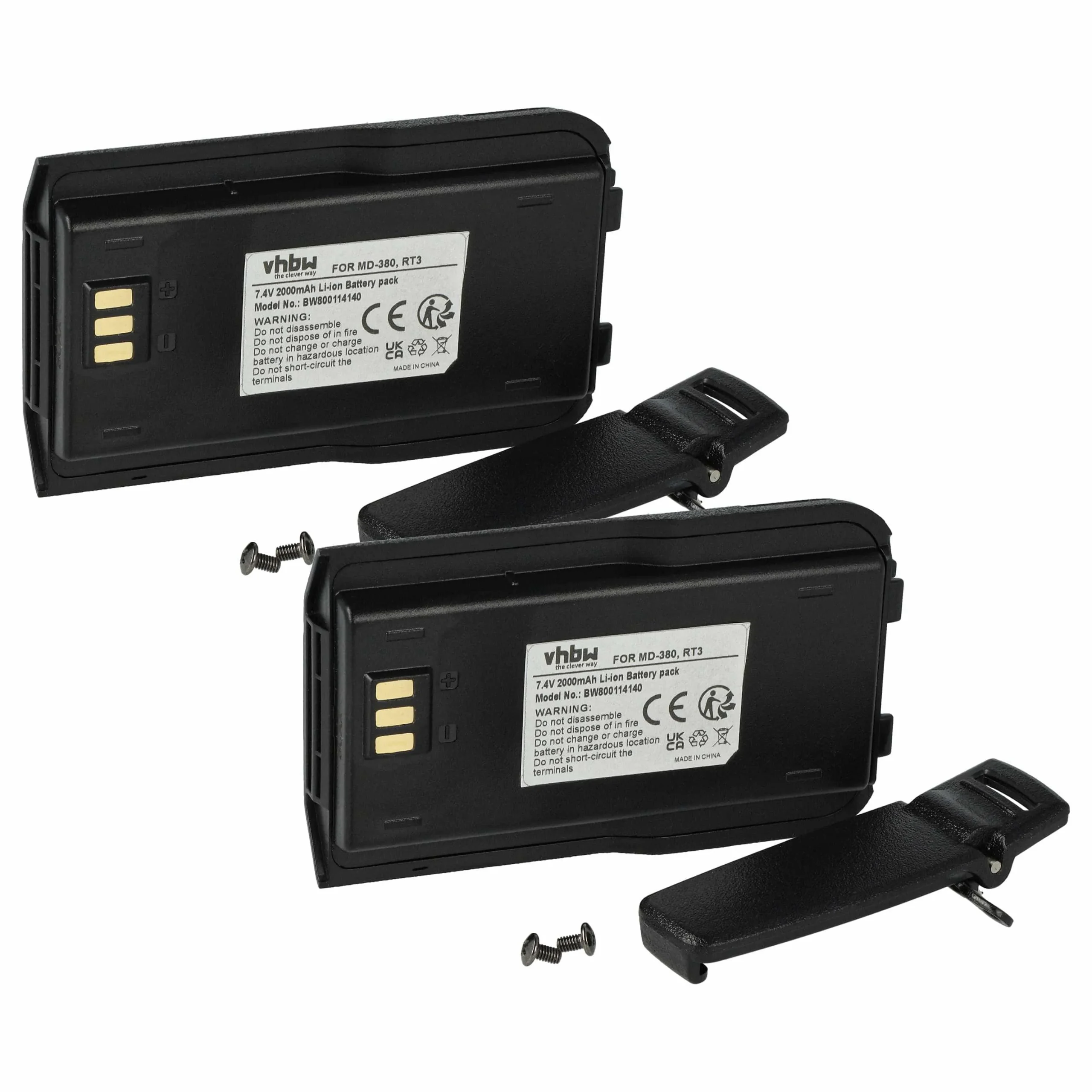 2x Batteries remplace RT3 pour radio talkie-walkie Retevis- 2000mAh 7,4V Li-ion