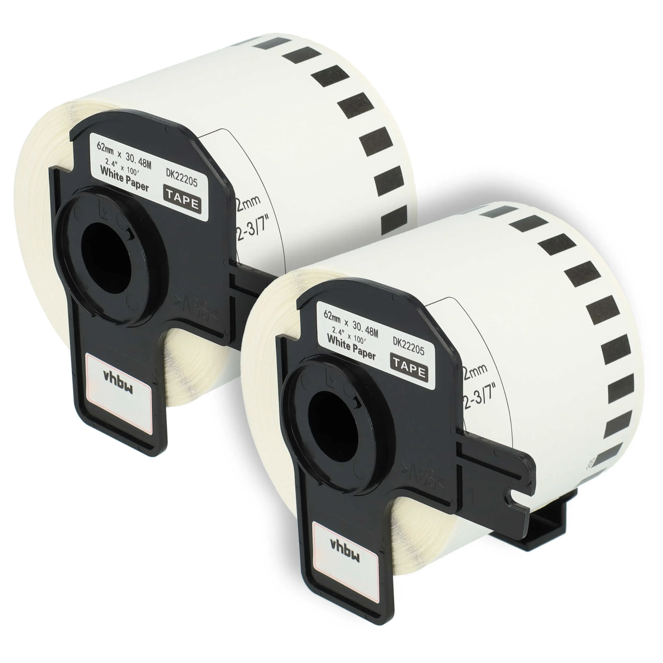 2x Étiquette remplacent Brother DK-22205 pour imprimante étiqueteuse - 62mm x 30,48m + support