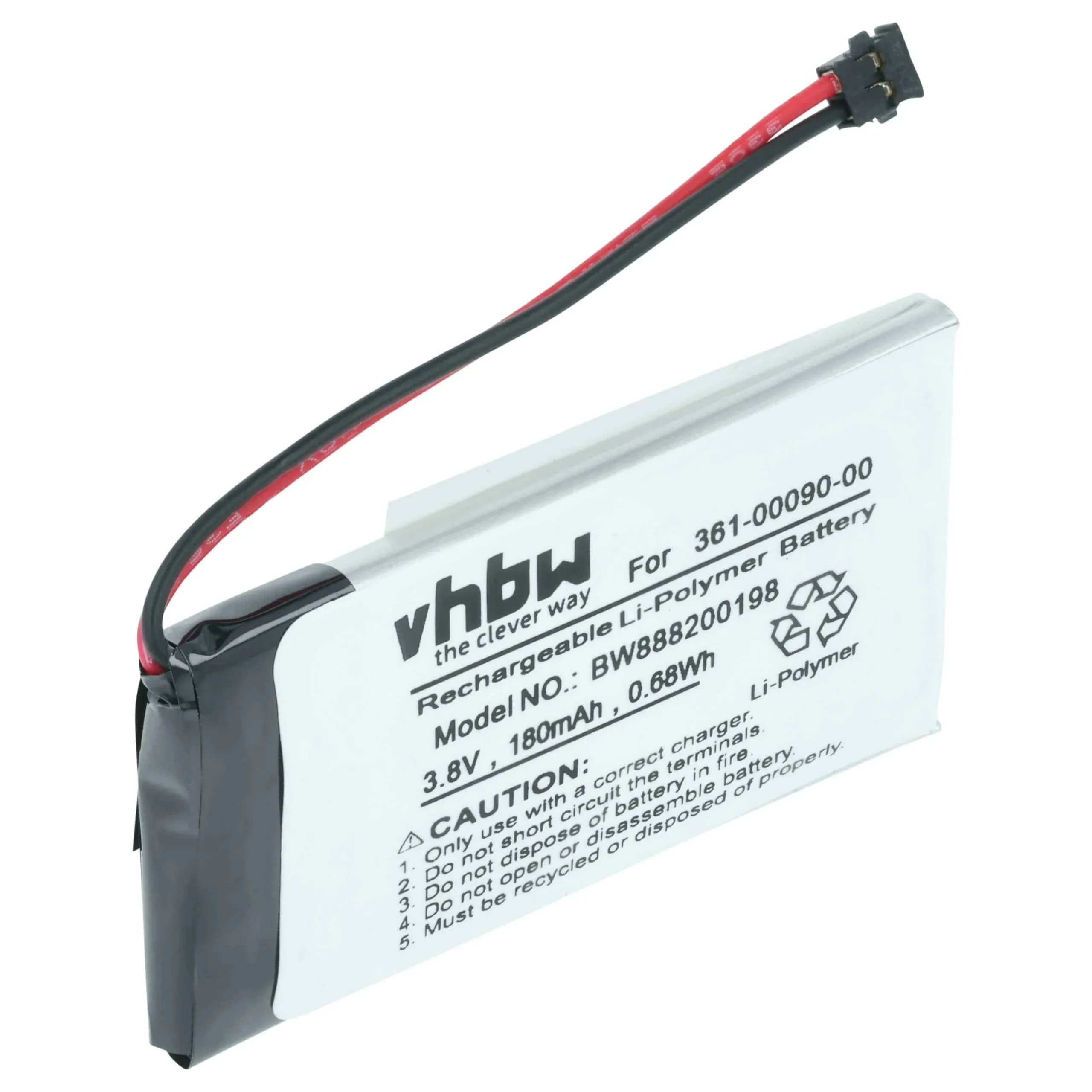 Batterie remplace Garmin 361-00090-00 montre connectée - 180mAh 3,7V Li-polymère