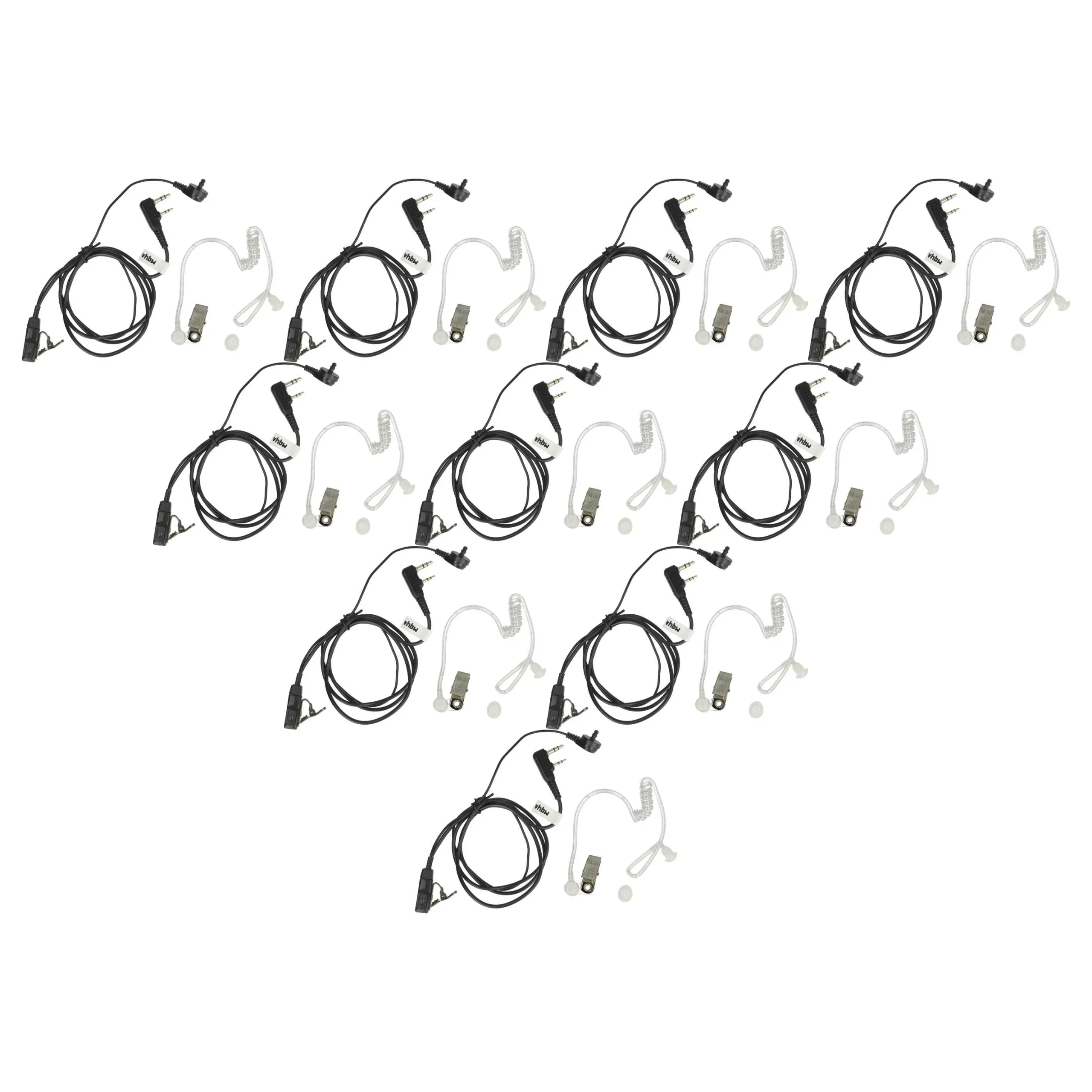 10x Oreillette de talkie-walkie pour Kenwood / Baofeng Pro-Talk et autres - Avec touche de réponse + support c