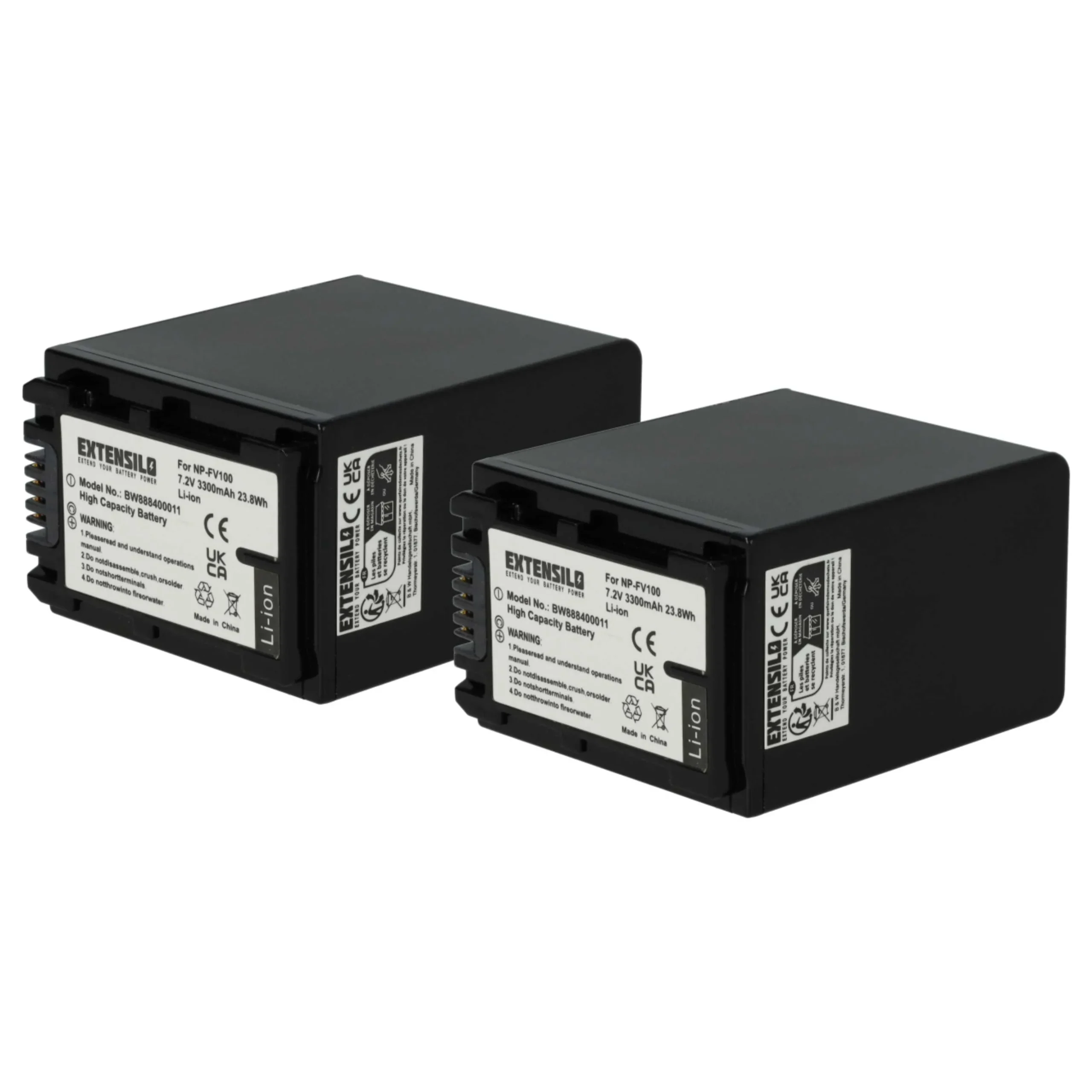 2x Batteries remplace Sony NP-FH50, NP-FH100, NP-FH71, NP-FV100 pour appareil photo Sony- 3300mAh 7,4V Li-ion