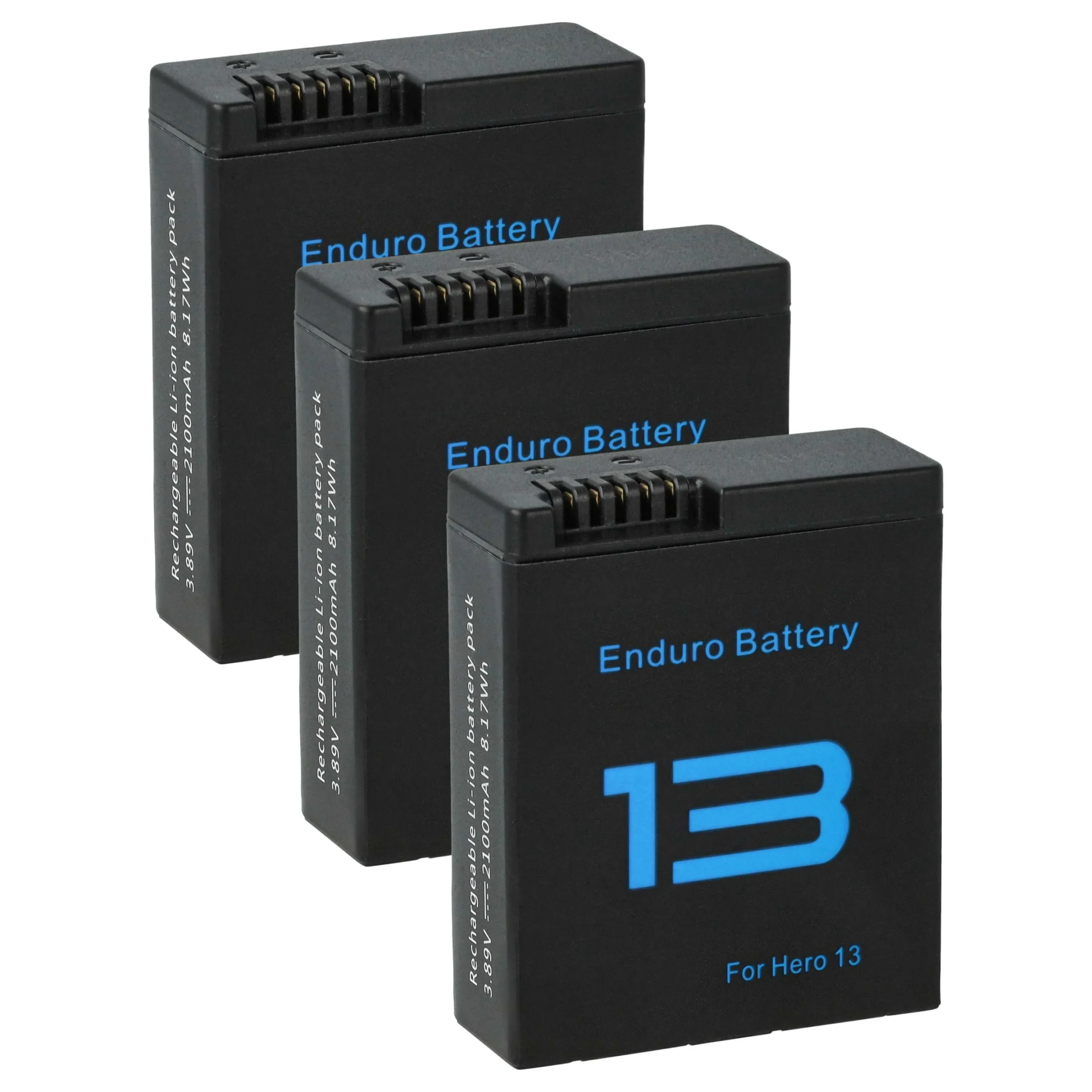 3x Batteries remplace GoPro JH-GP13 pour caméra de poche GoPro- 2100mAh 3,89V Li-ion