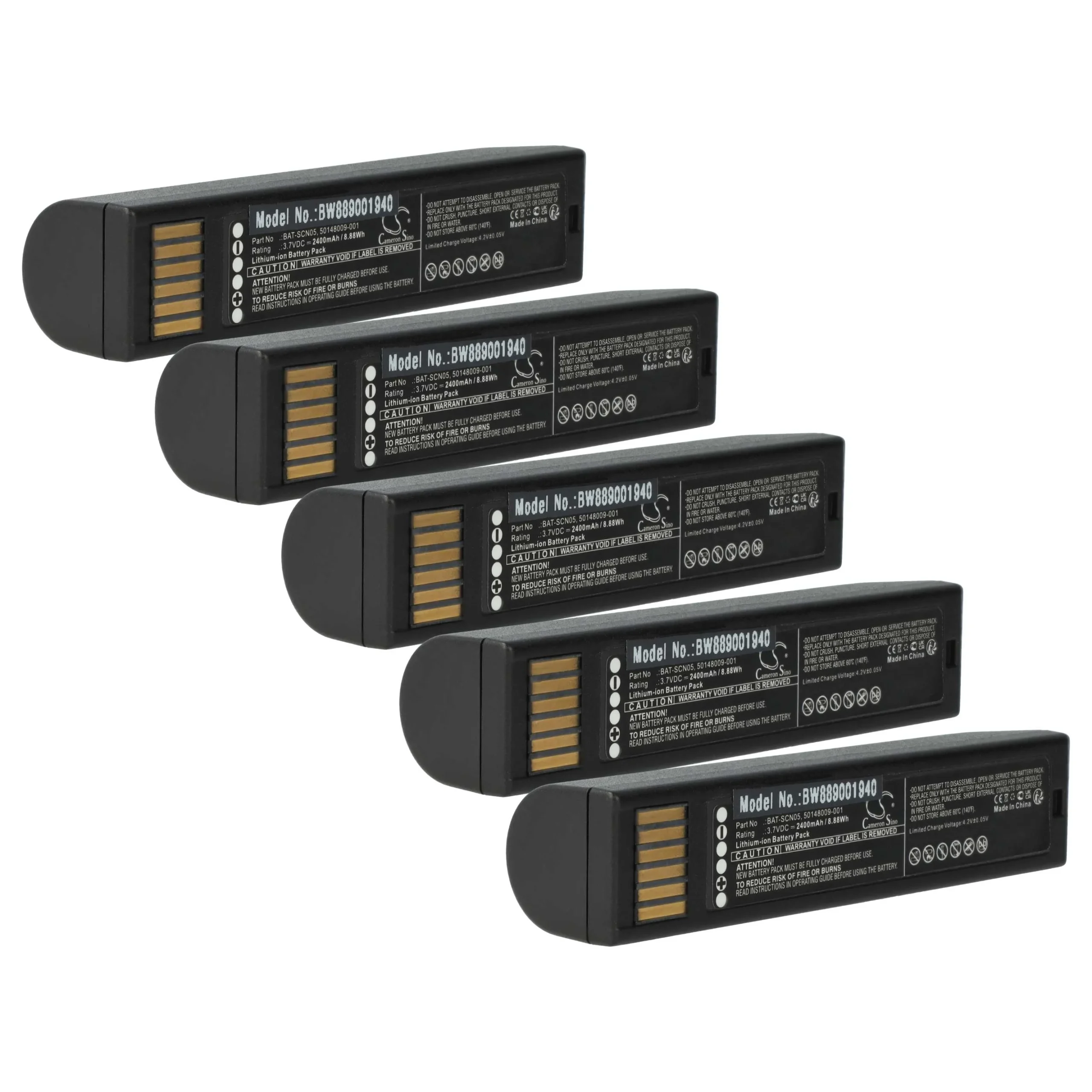 5x Batteries remplace Honeywell 50148009-001, BAT-SCN05 pour scanner de code-barre Honeywell - 2400mAh 3,7V