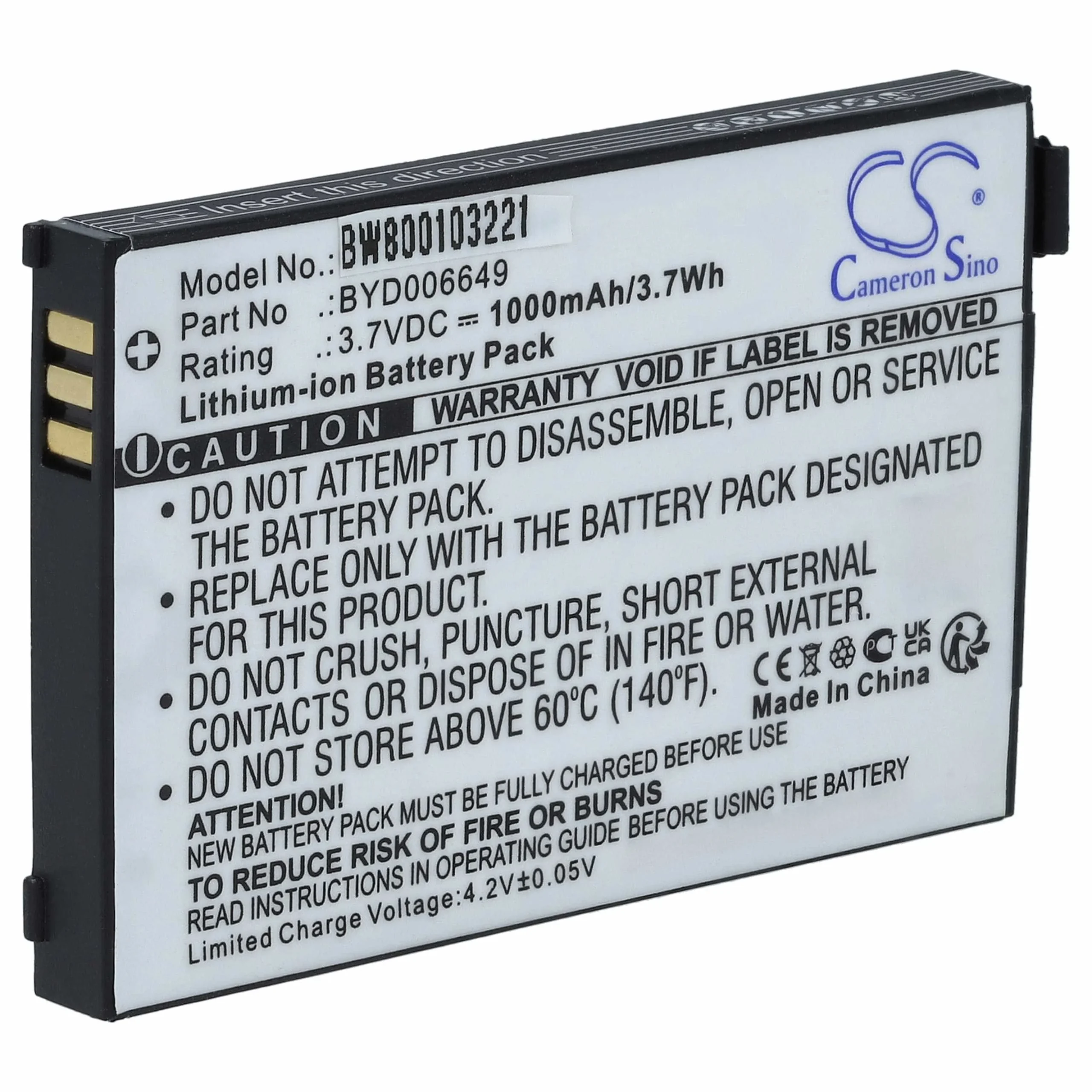 Batterie remplace BT BYD006649 pour moniteur bébé Philips - 1000mAh 3,7V Li-ion