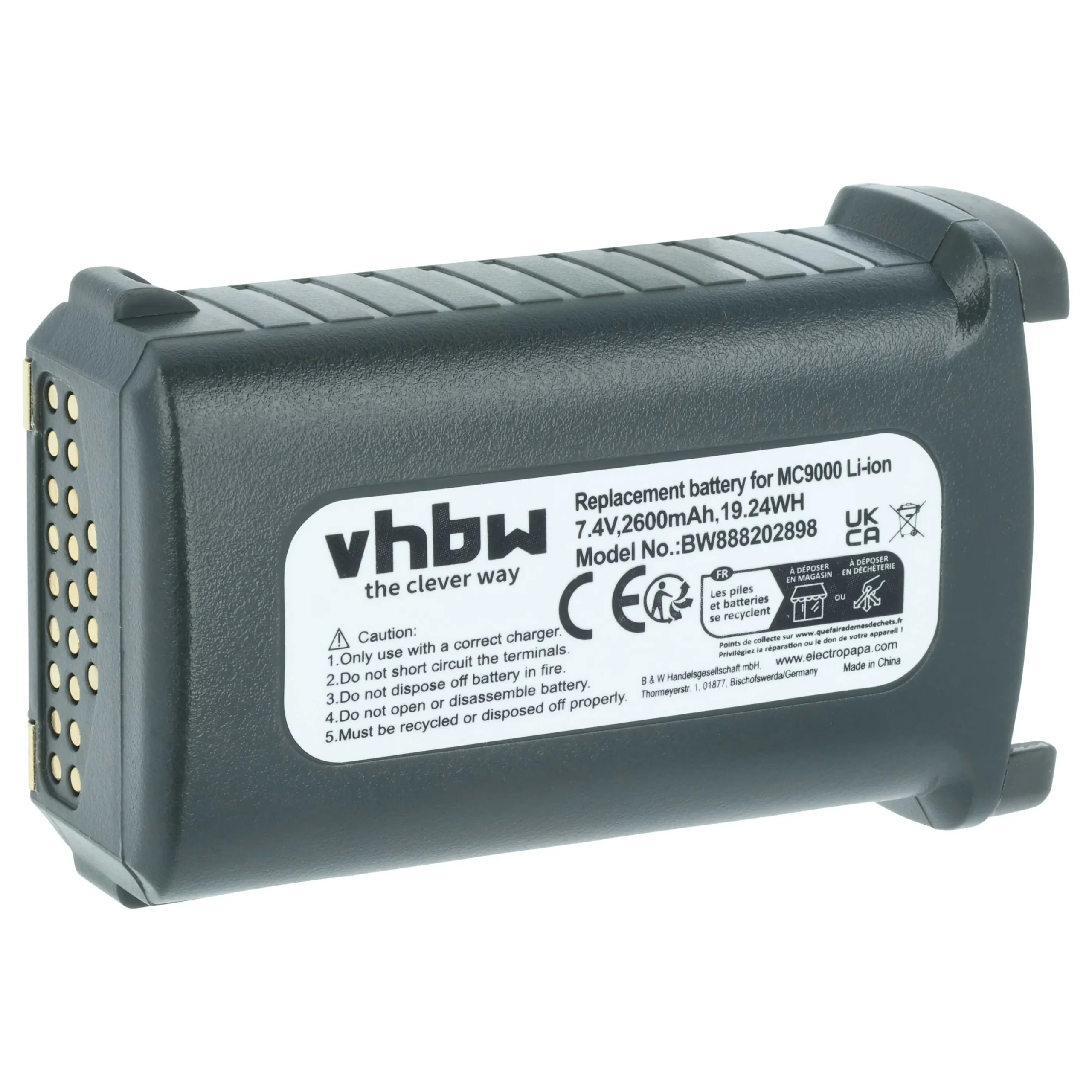 Batterie remplace Symbol 21-65587-01, 21-61261-01 pour ordinateur de poche Symbol - 2600mAh 7,4V Li-ion