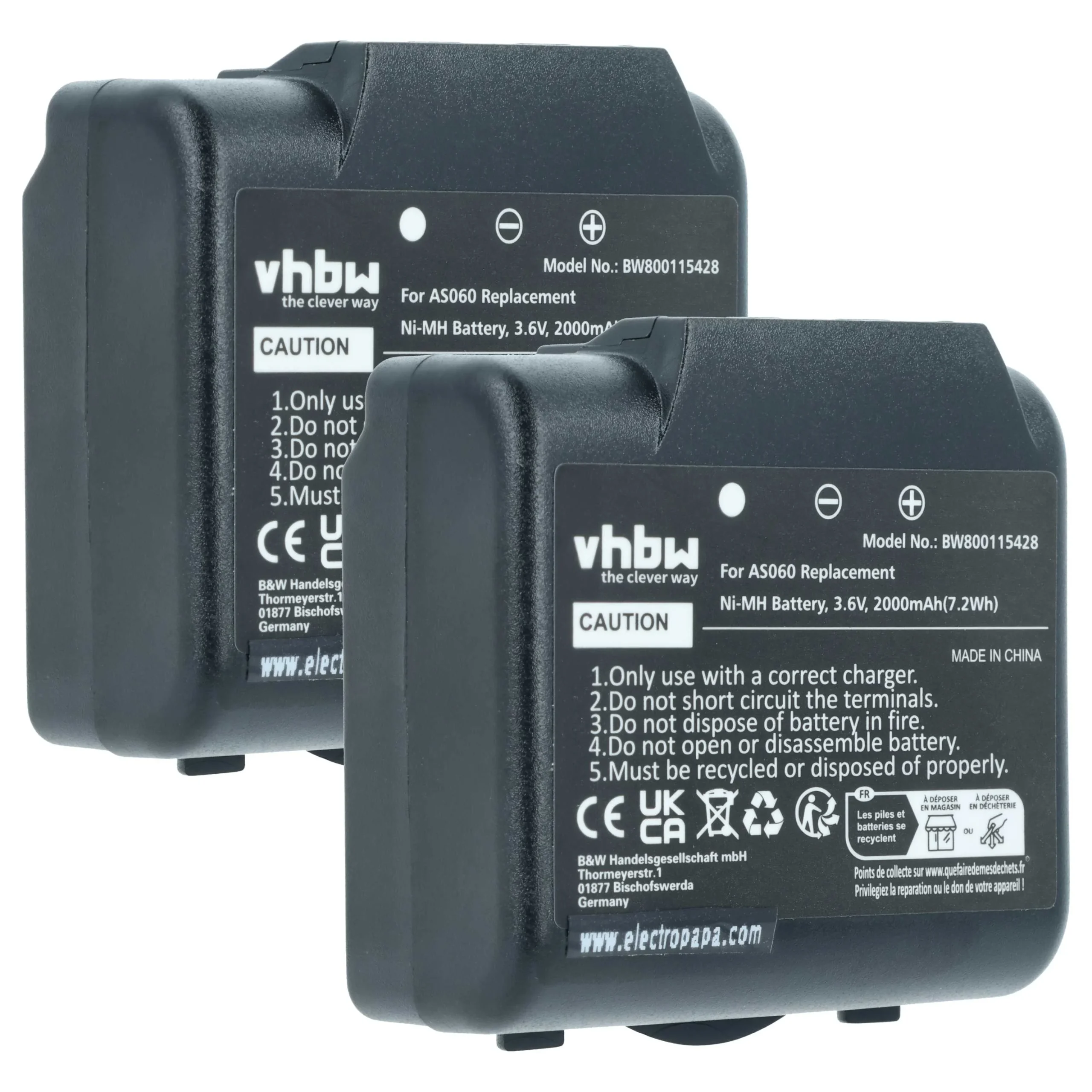 Batterie (2 pièces) remplace IMET AS060, AS083 - 2000mAh 3,6V NiMH