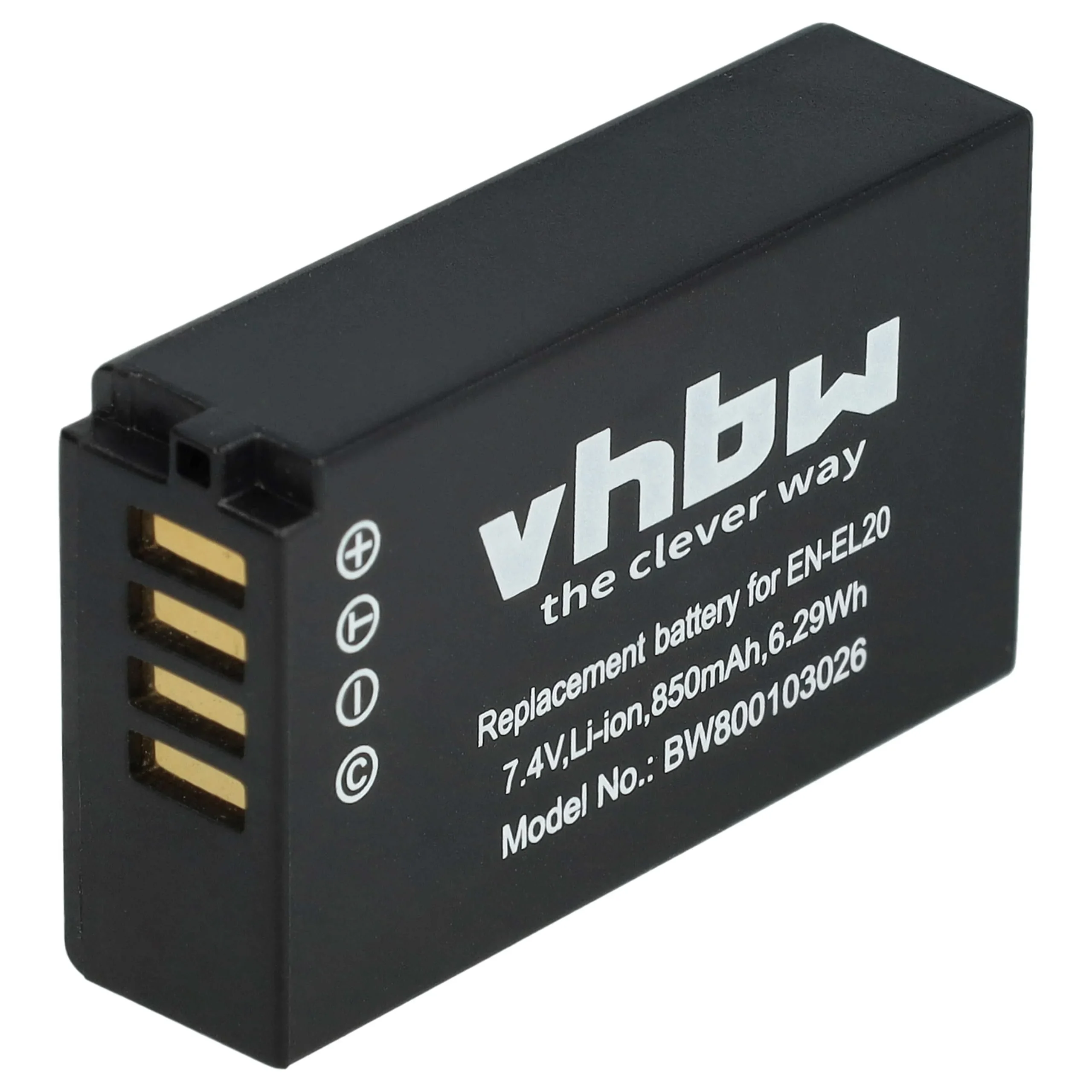 Batterie remplace Nikon EN-EL20a, EN-EL20 pour appareil photo Nikon- 850mAh 7,4V Li-ion