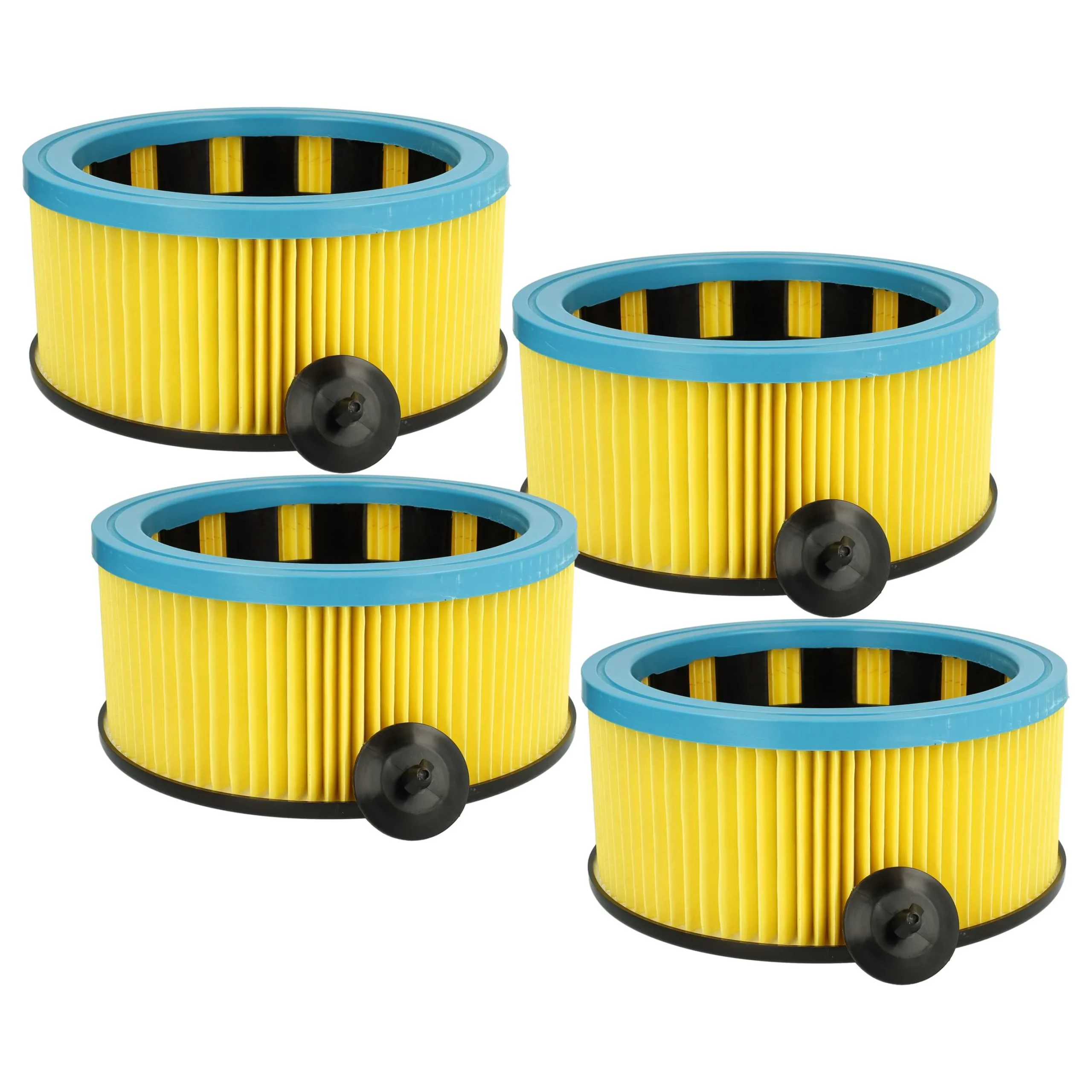 4x Filtre remplace Metabo 631753000 pour aspirateur Hitachi - filtre plissé M, noir / bleu / jaune