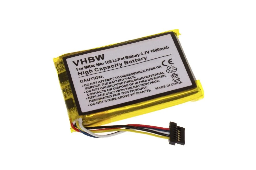 Batterie remplace E3MIO2135211 pour navigation GPS Mitac - 1800mAh 3,7V Li-polymère
