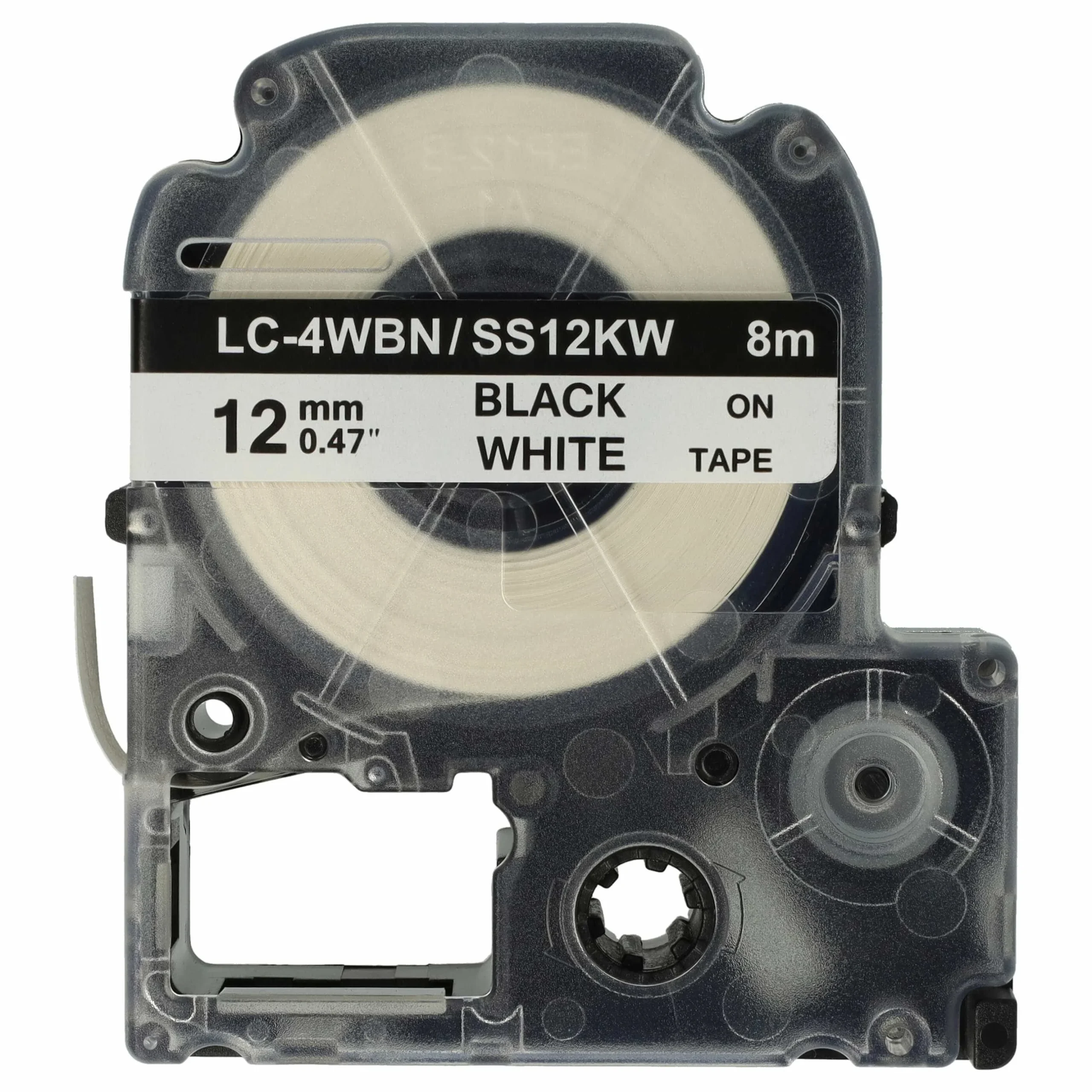 Cassette à ruban remplace Epson LC-4WBN - 12mm lettrage Noir ruban Blanc, plastique