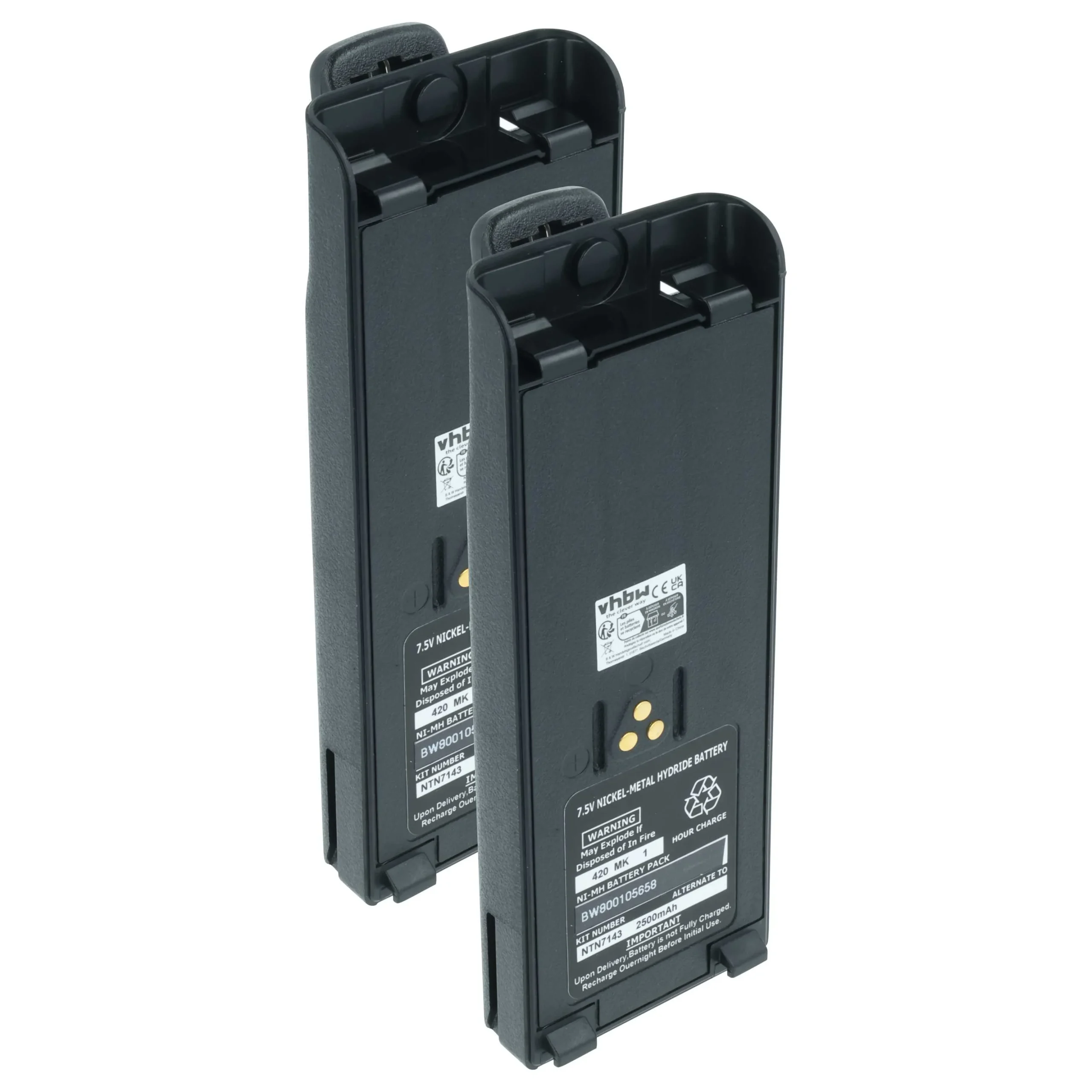 2x Batteries remplace Motorola NTN7143A, NTN7143 pour radio talkie-walkie Motorola- 2500mAh 7,5V NiMH