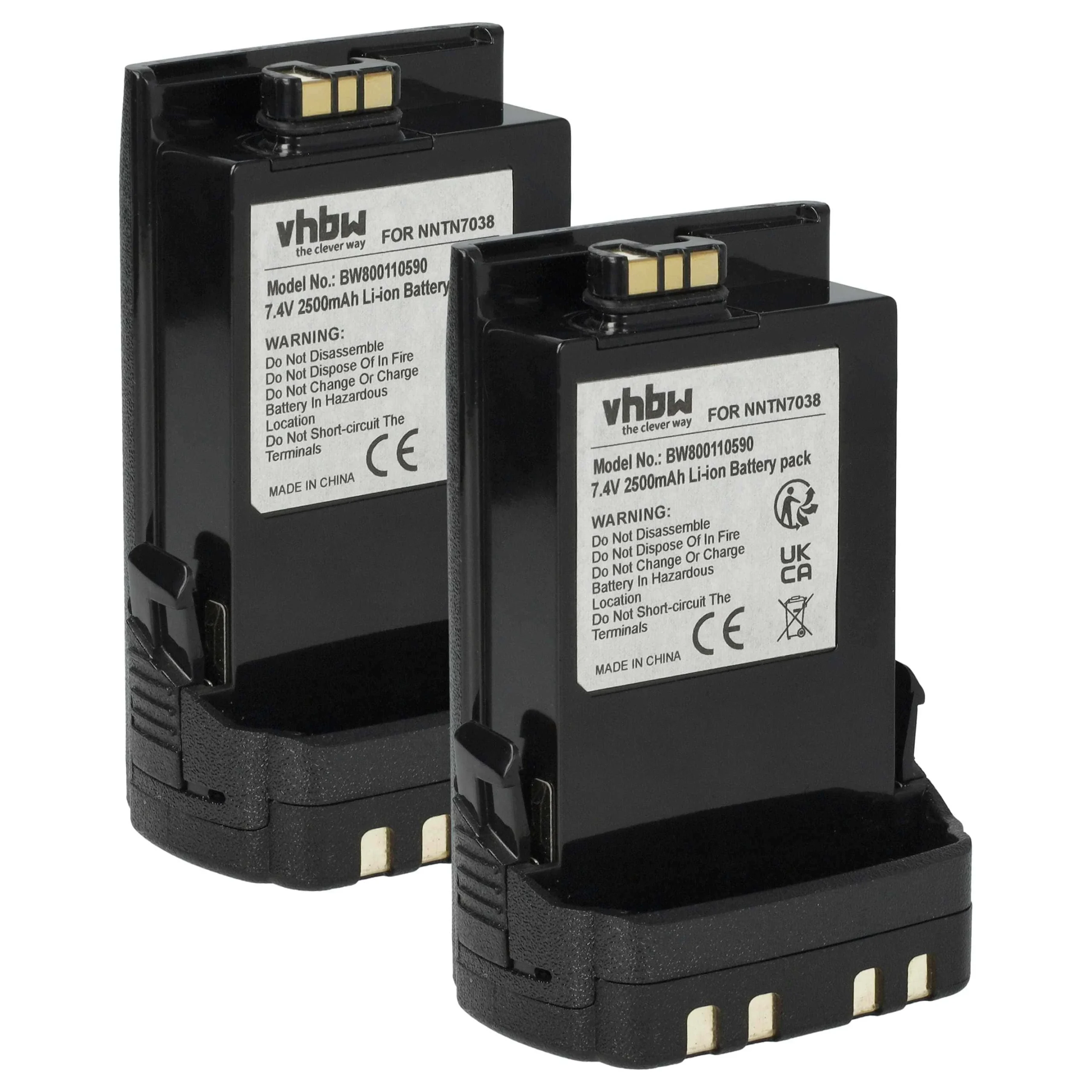 2x Batteries remplace Motorola NNTN7034A, NNTN7034B pour radio talkie-walkie Motorola- 2500mAh 7,4V Li-ion