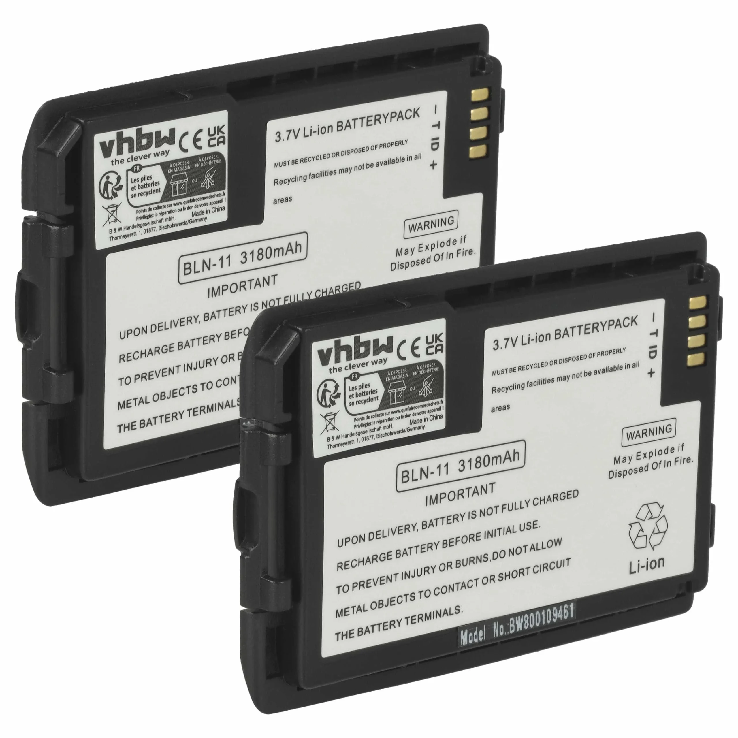 2x Batteries remplace EADS HT9980AA, BLN-11 pour radio talkie-walkie EADS- 3180mAh 3,7V Li-ion
