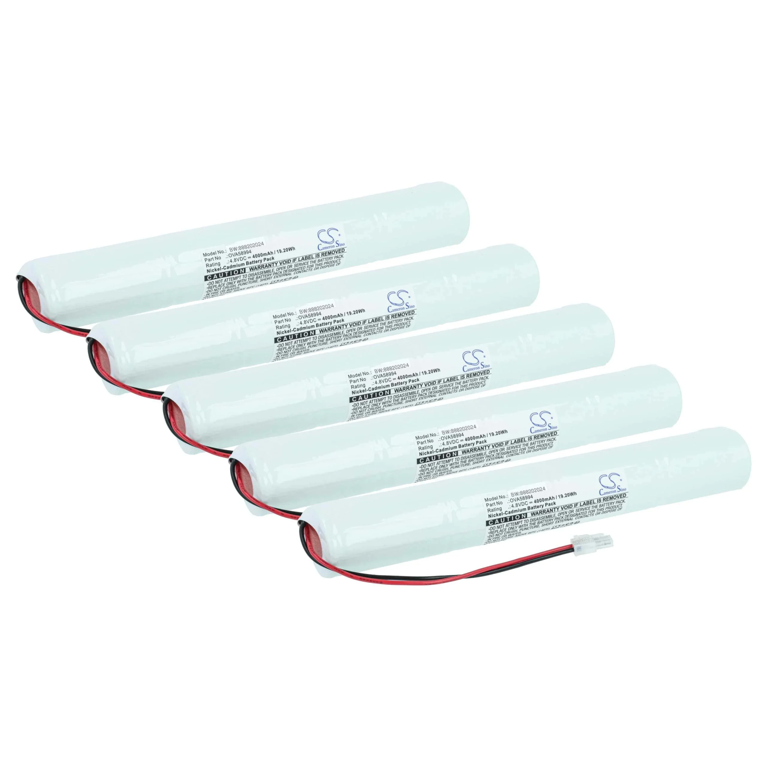 5x Batteries remplace Schneider OVA58994 pour éclairage de secours Schneider - 4000mAh 4,8V NiCd