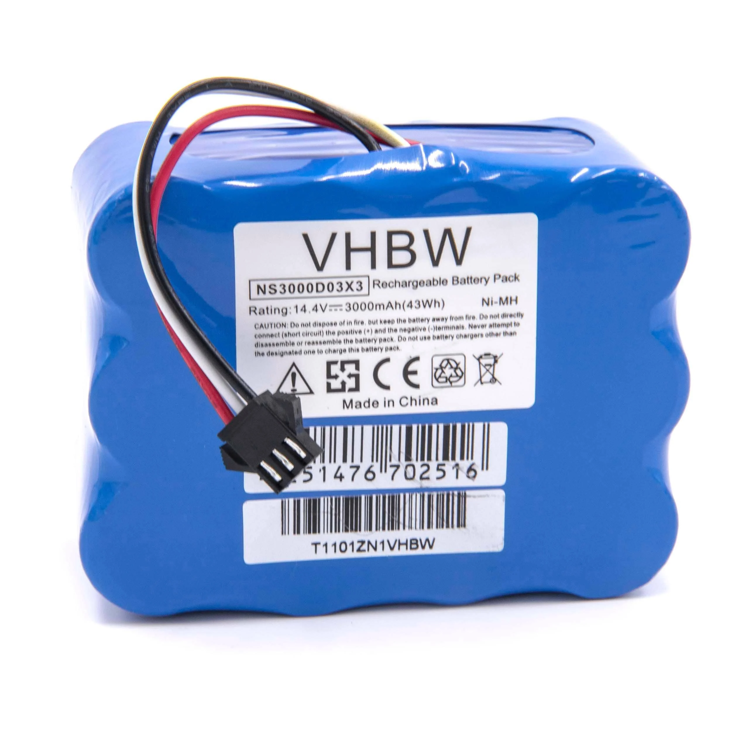 Batterie remplace Klarstein NS3000D03X3, YX-NI-MH-022144-TN pour robot aspirateur Cleanna - 3000mAh 14,4V NiMH