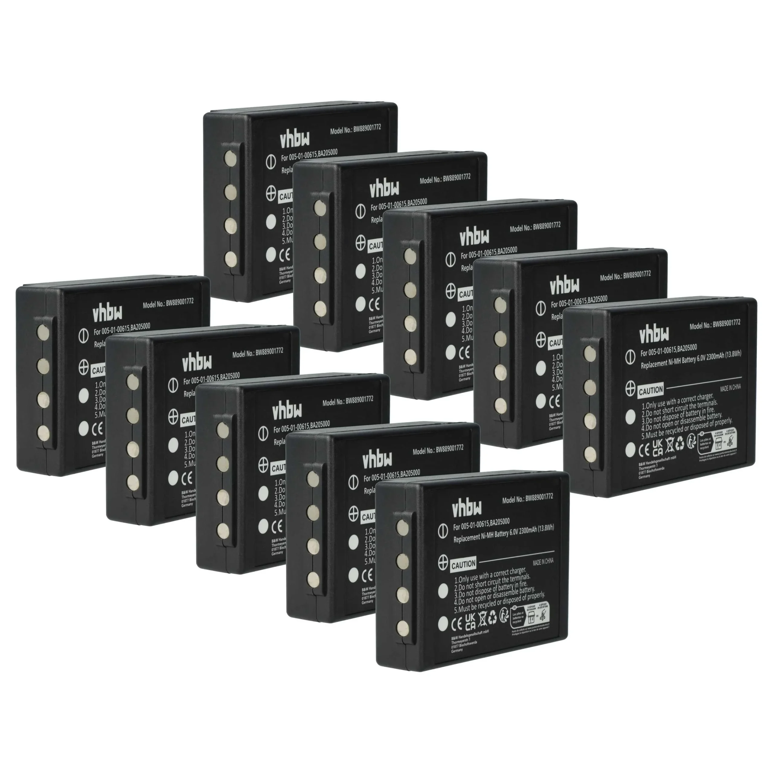 Batterie (10 pièces) remplace HBC 005-01-00615, BA205000, BA206000, BA206030, BA205030 - 2300mAh 6V NiMH